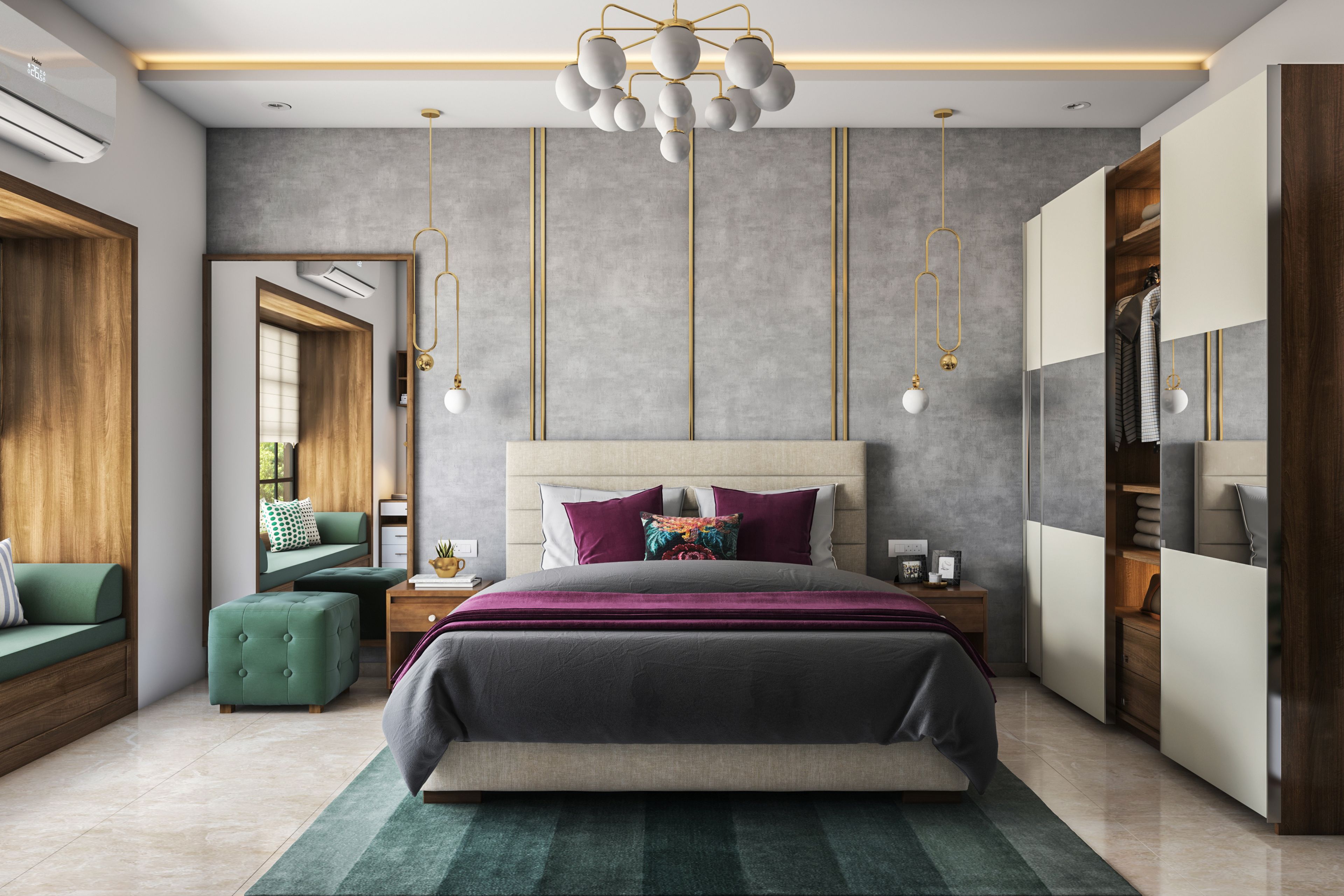 Contemporary Style Spacious Convenient Master Bedroom