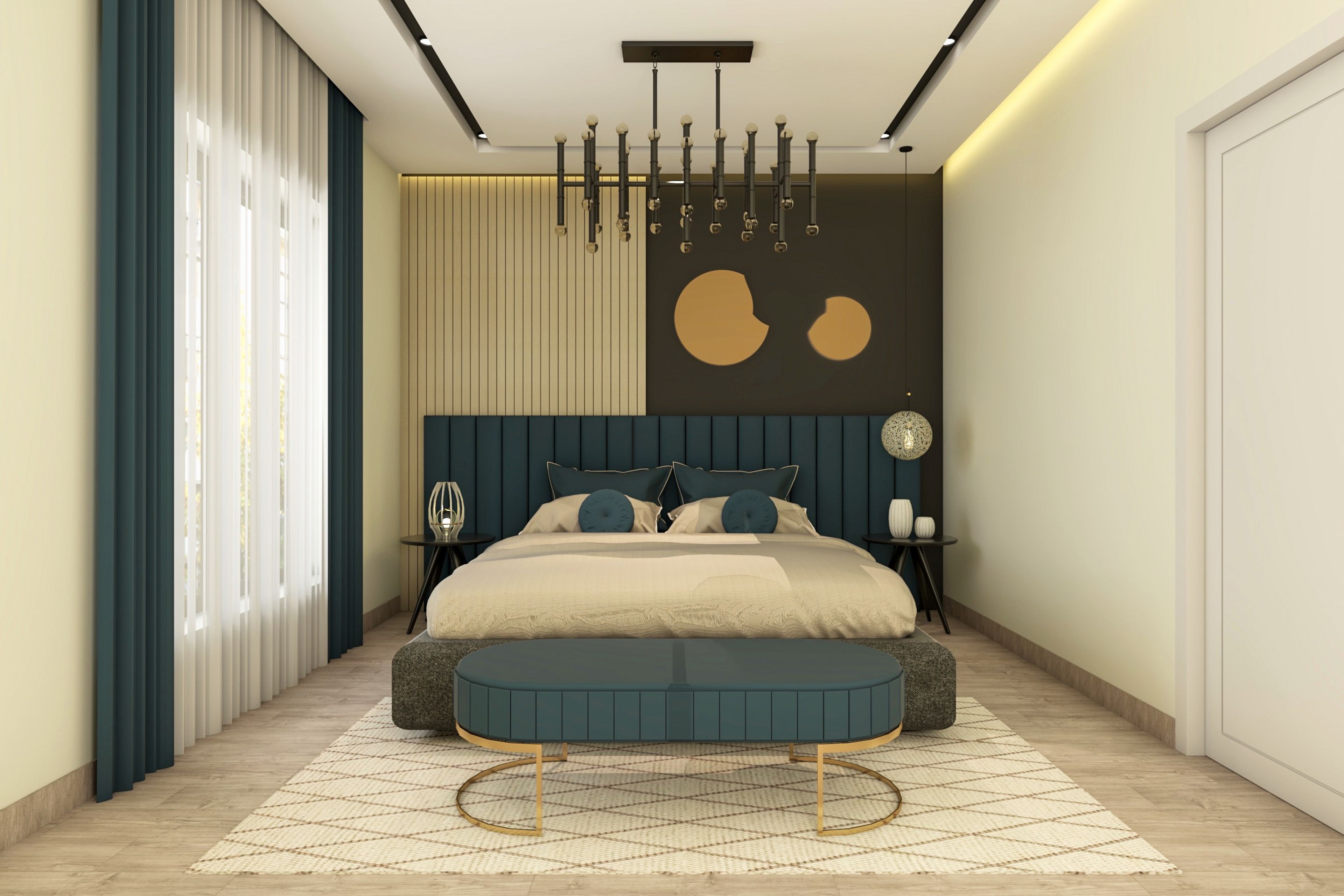 Contemporary Mas Bedroom With Compact Sleek Interiors