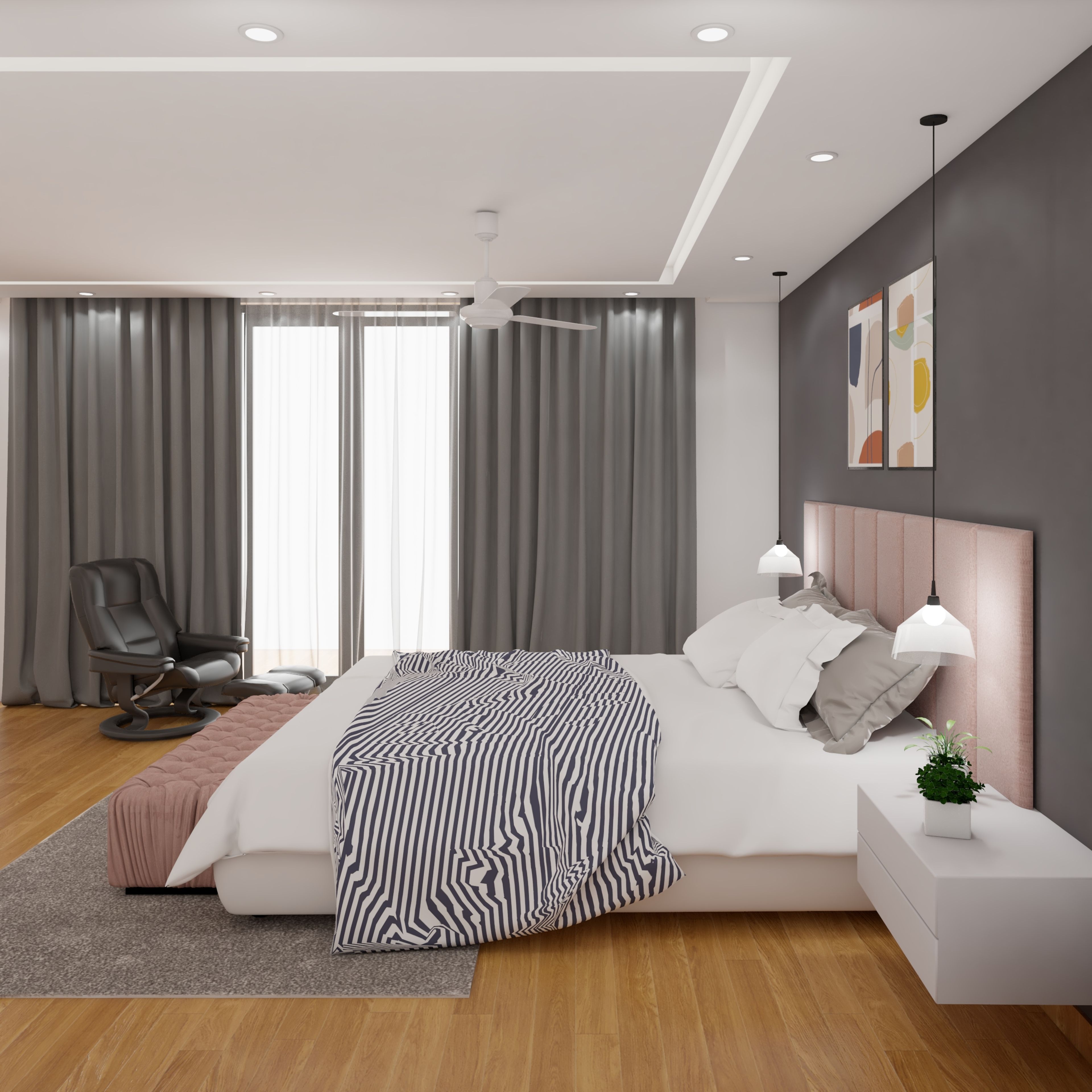 Convenient Modern Themed Spacious Master Bedroom