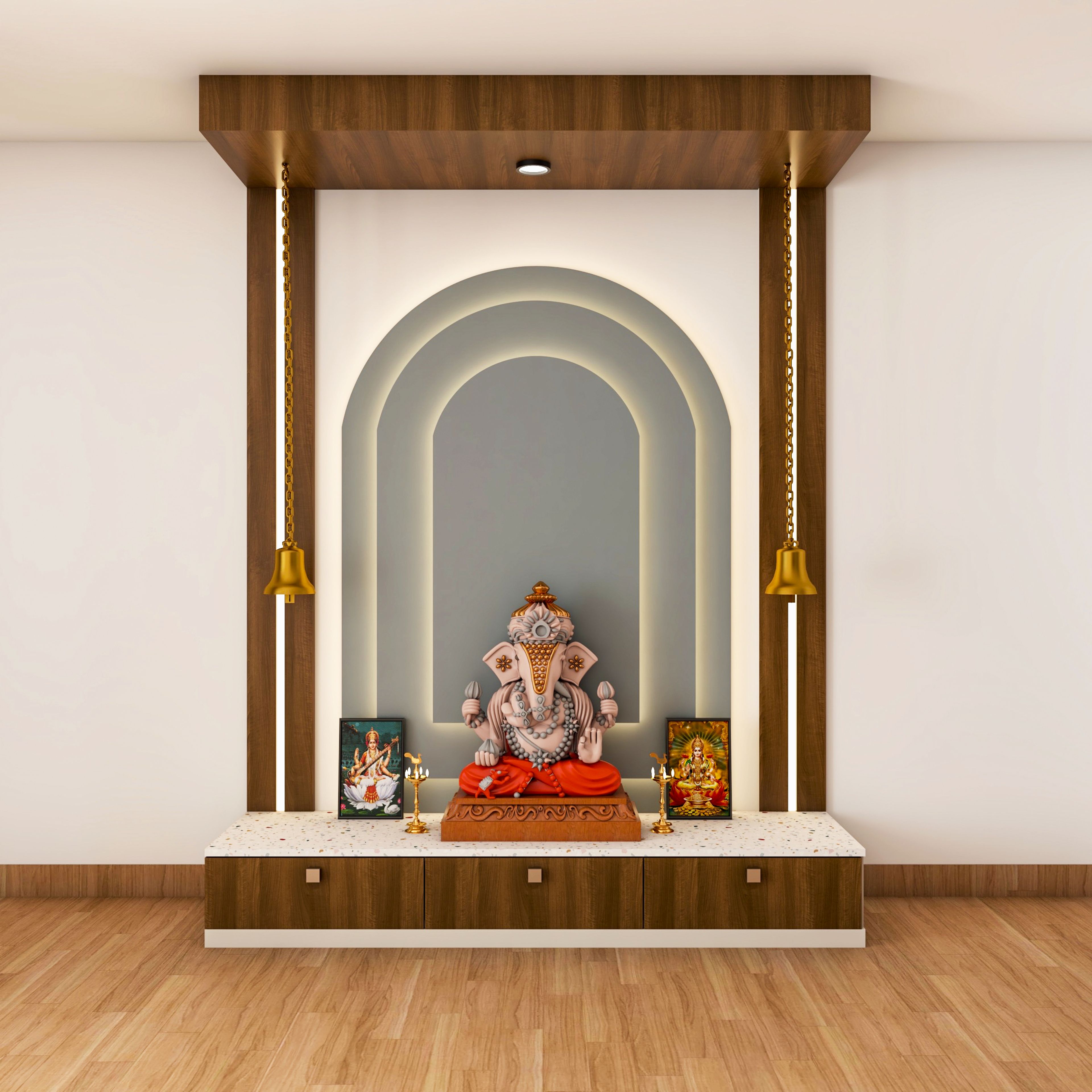 Modern Wooden Pooja Mandir