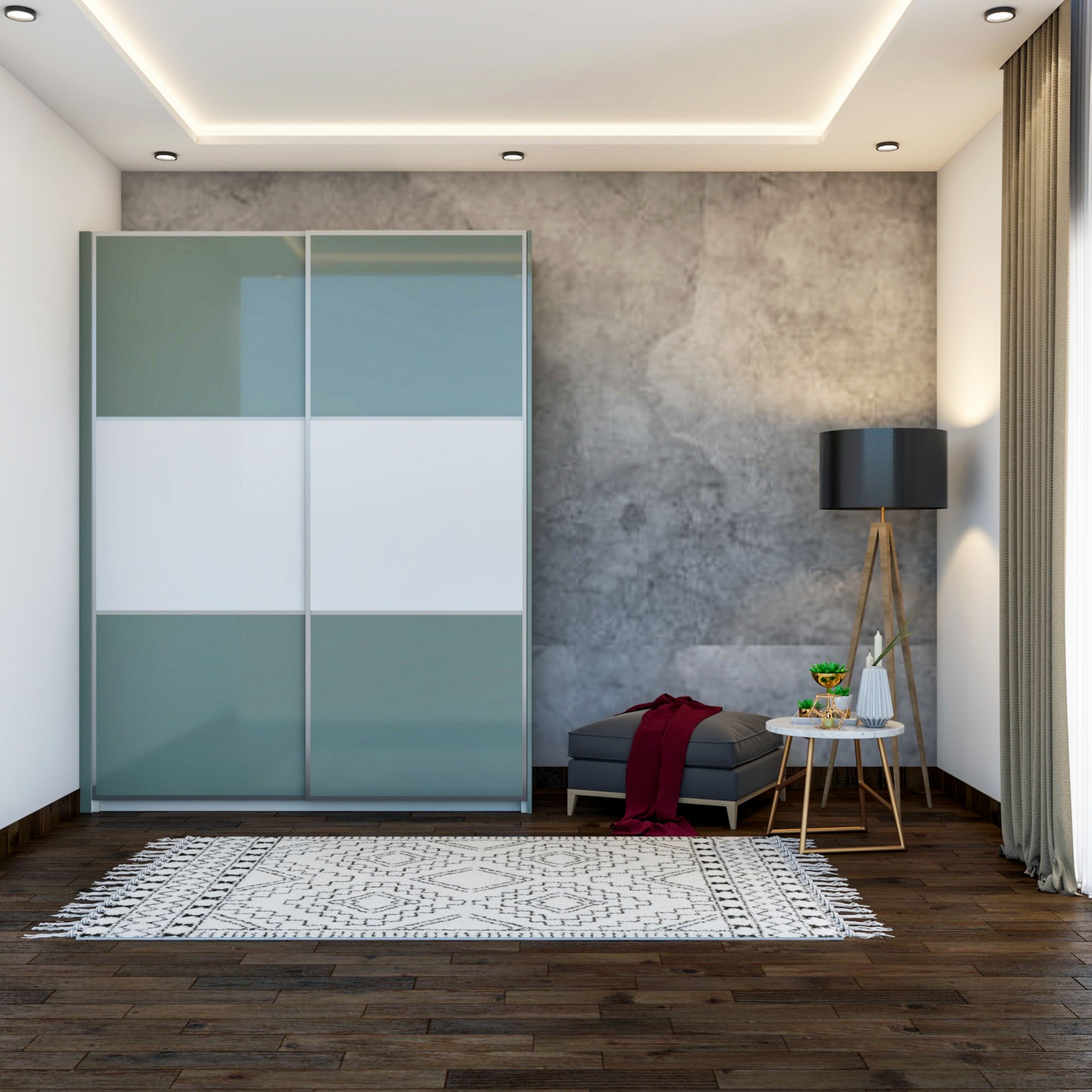 Dual Toned Modern Wardrobe Design With Sliding Doors