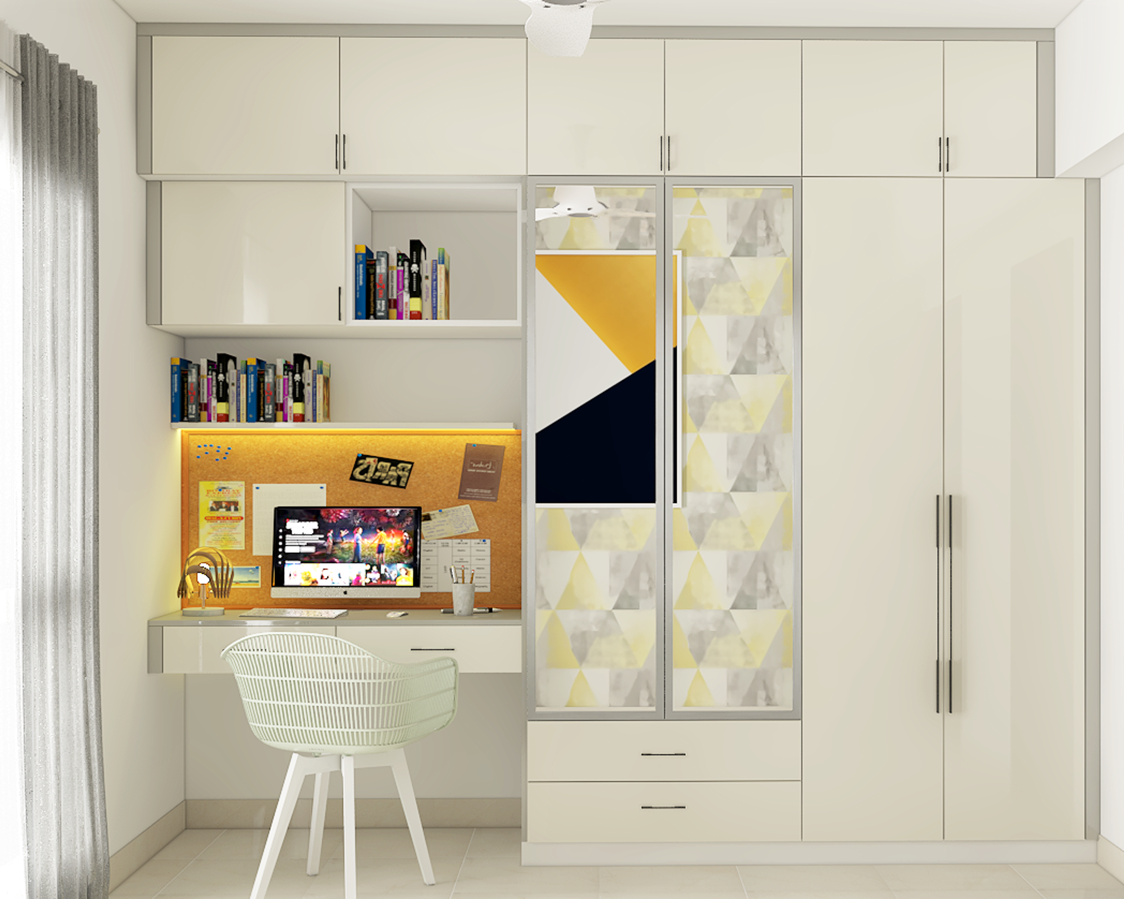 Modern Geometric Themed Spacious Wardrobe Design
