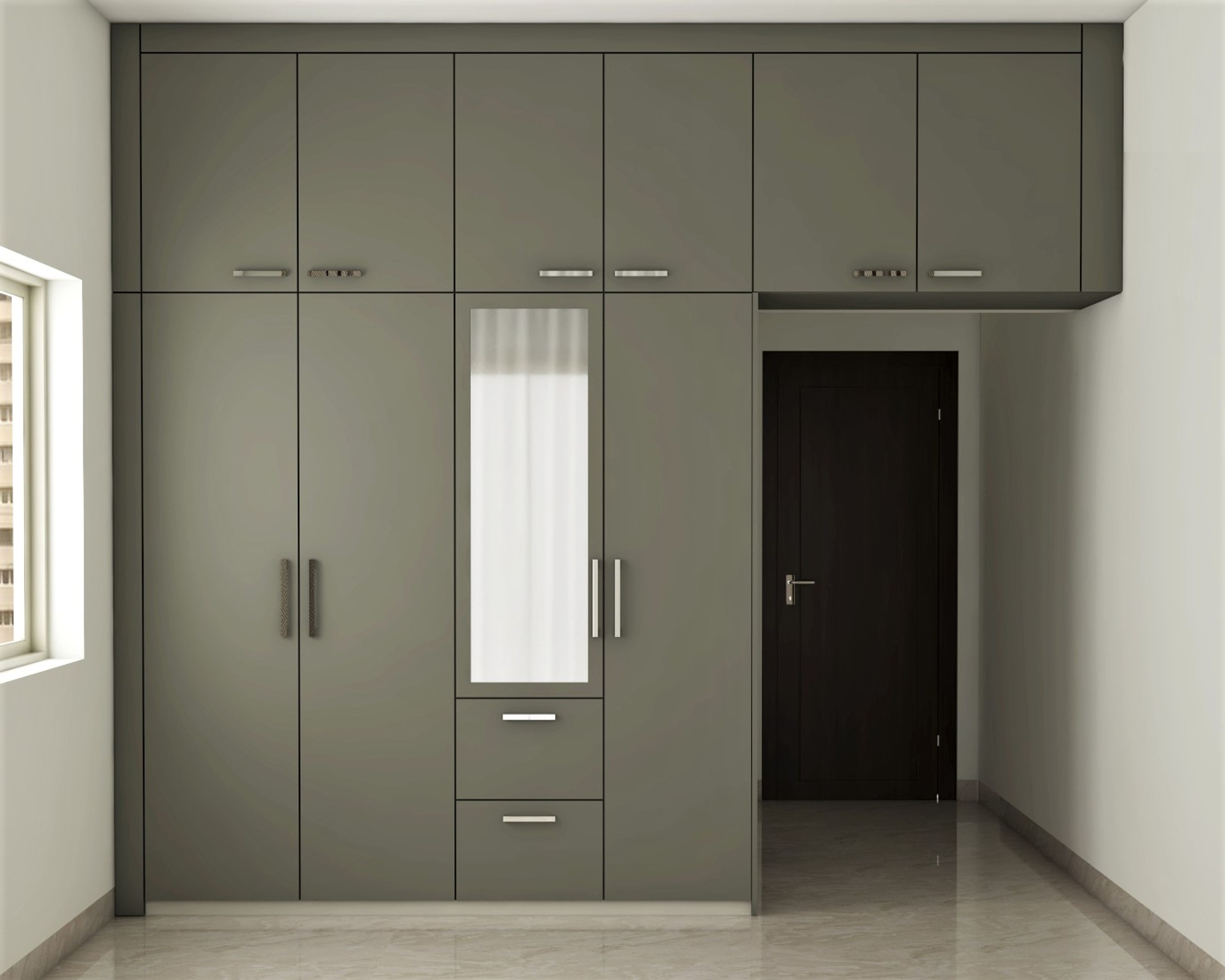 Modern Grey Themed Spacious Wardrobe Design