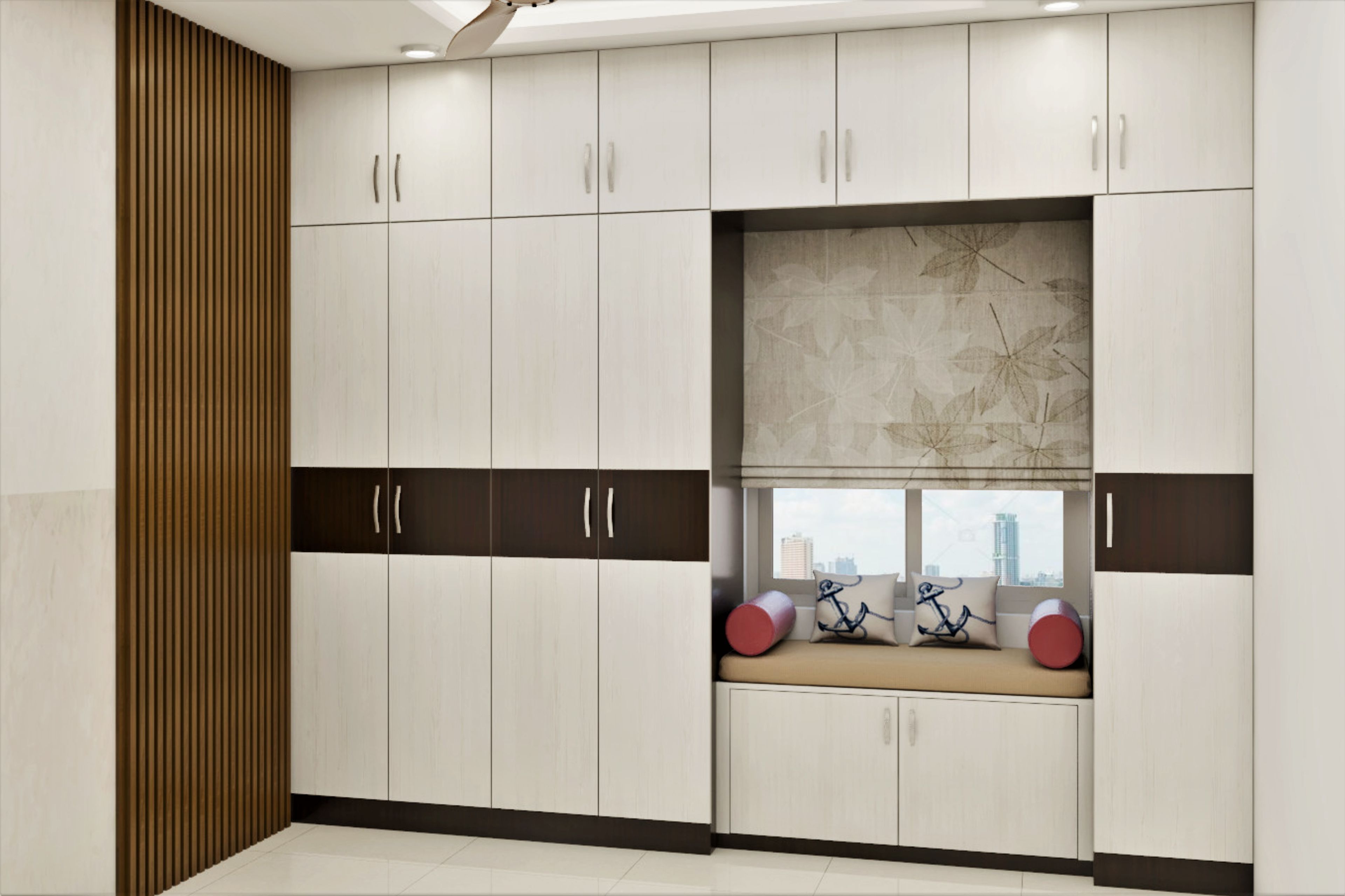 Modern Wardrobe Design With Cushion Seating