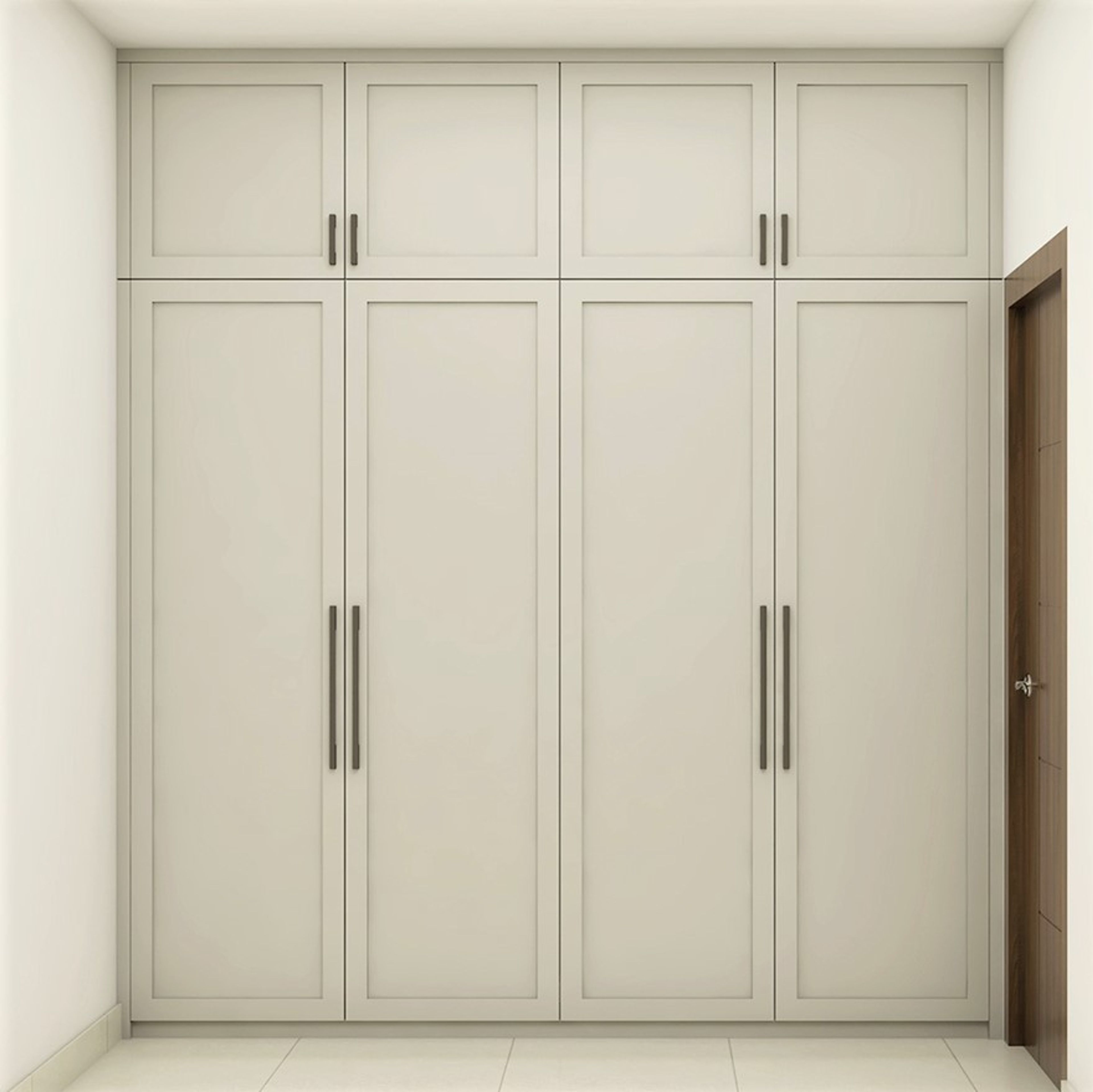 Compact 4-Door Hinged Modern Wardrobe Design with Loft - Livspace