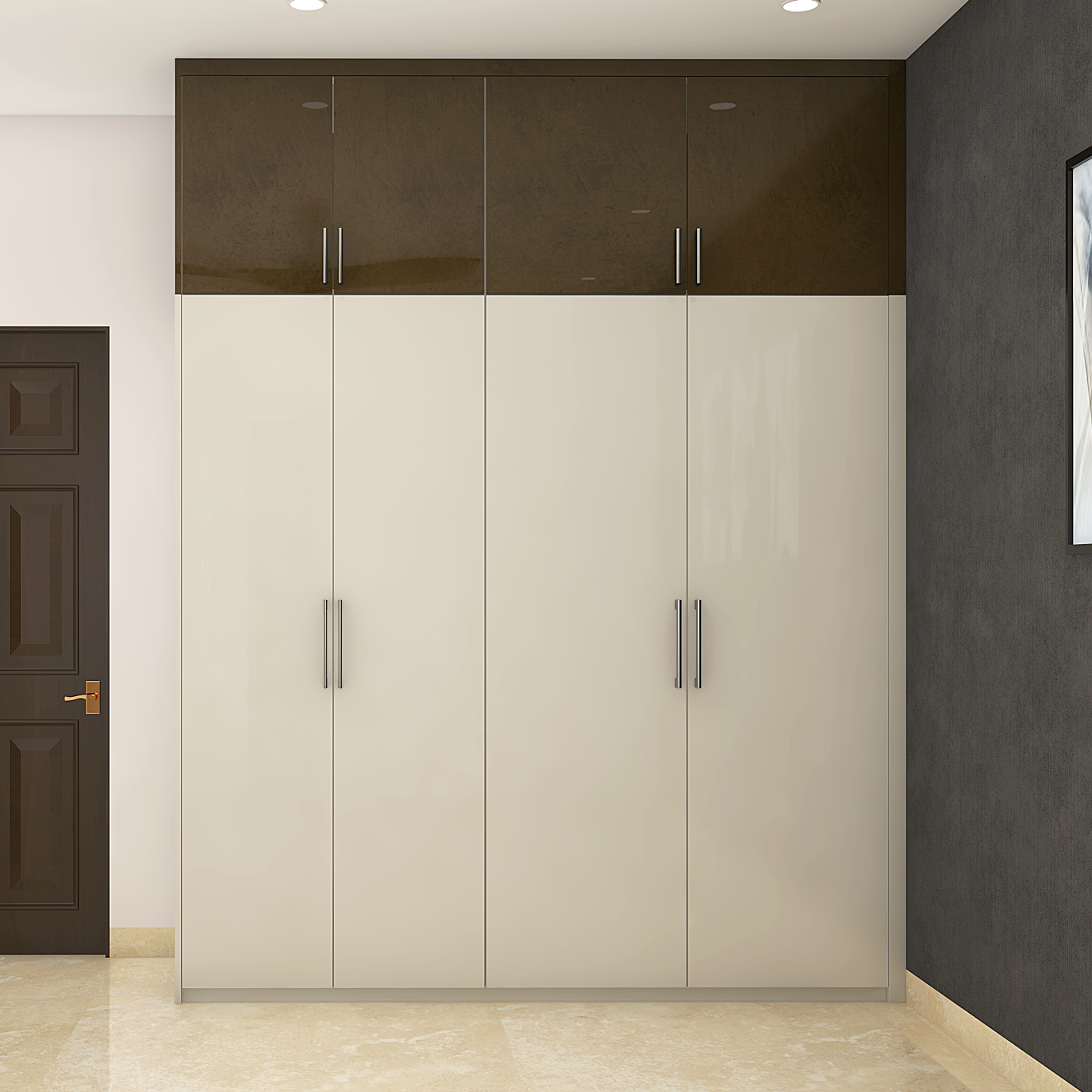 Creamy-White Modular Wardrobe Design For Rental Homes - Livspace