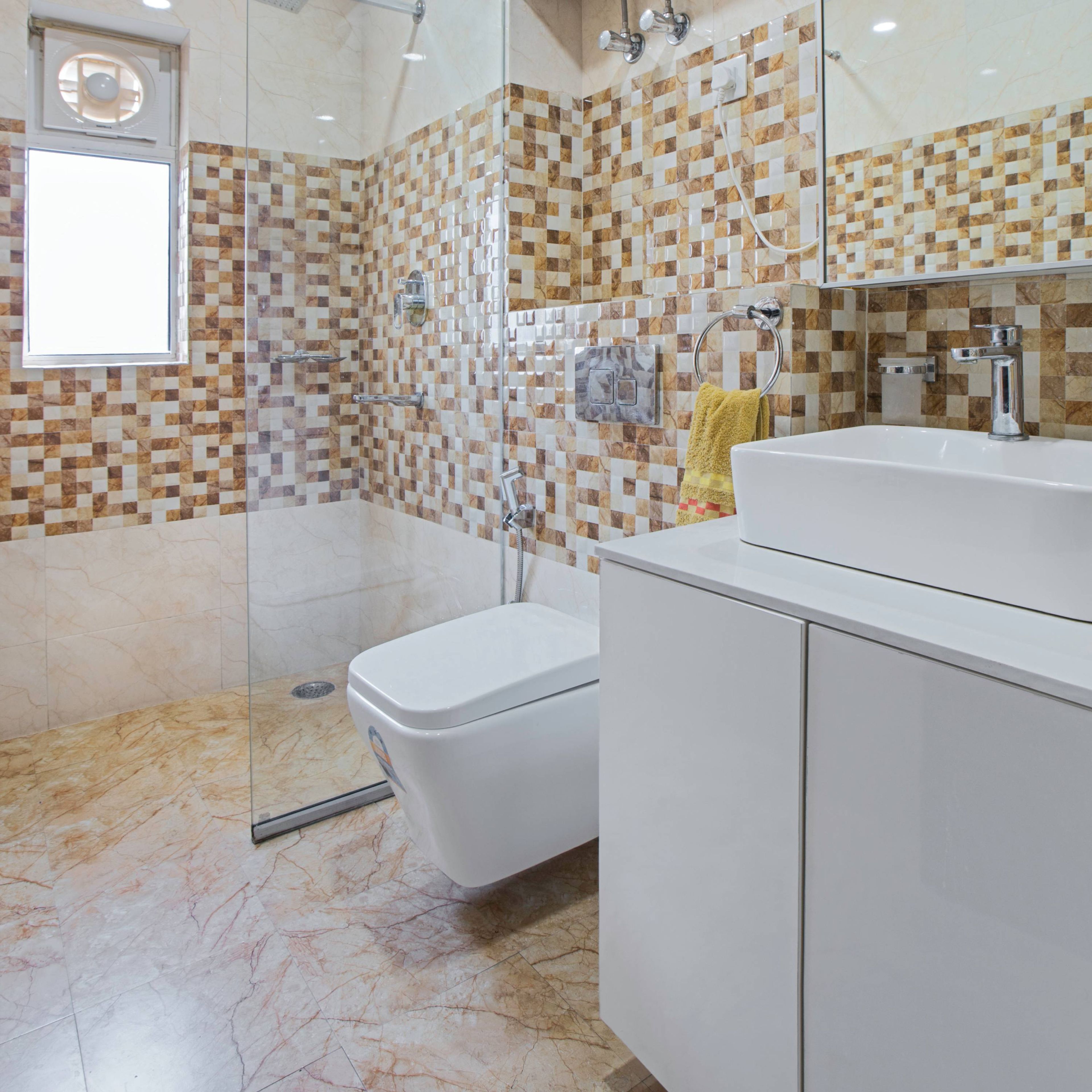 Modern Bathroom Design With Suede Laminates