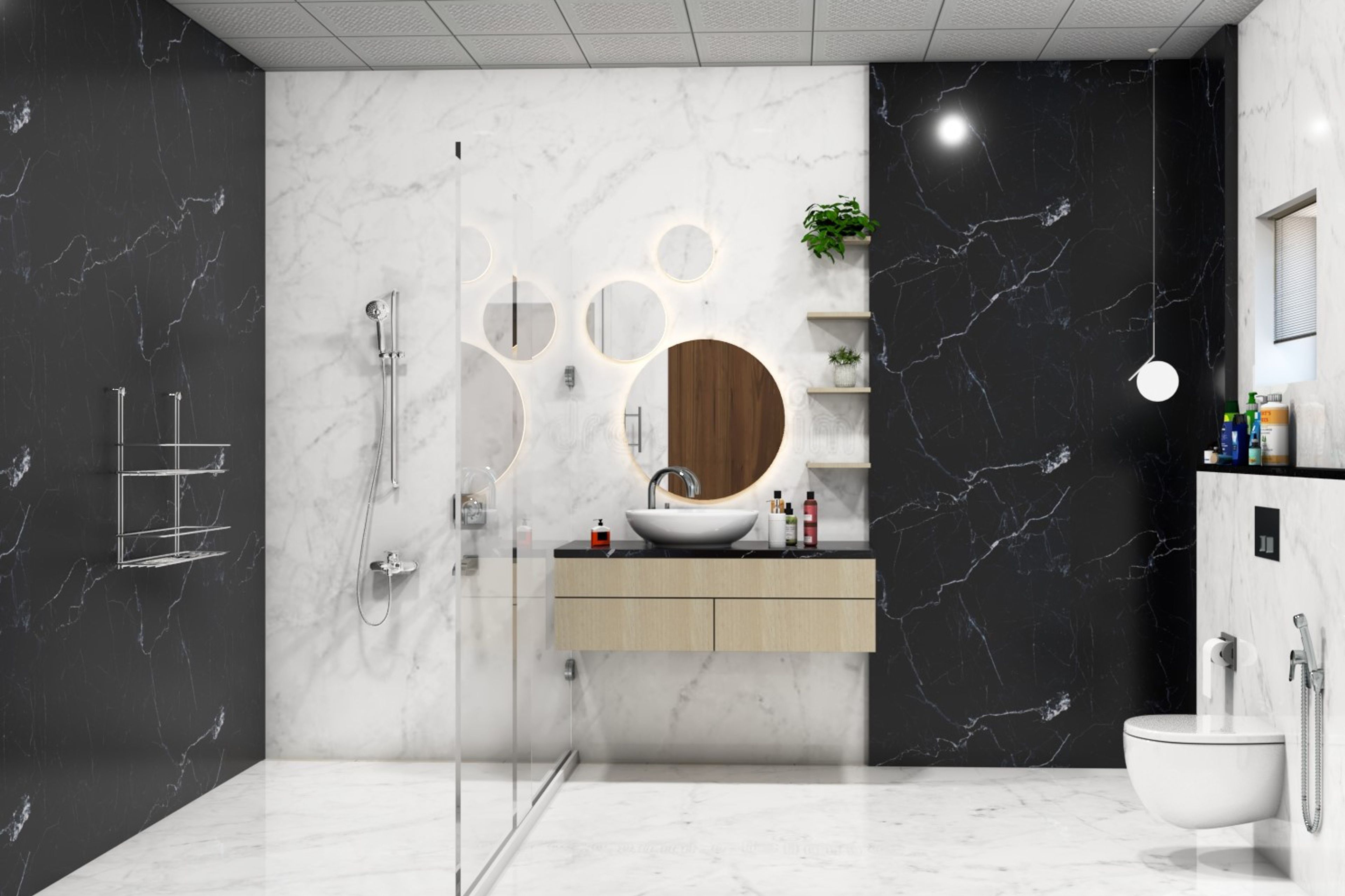 Bathroom Design With Contemporary Wall-Mounted Storage