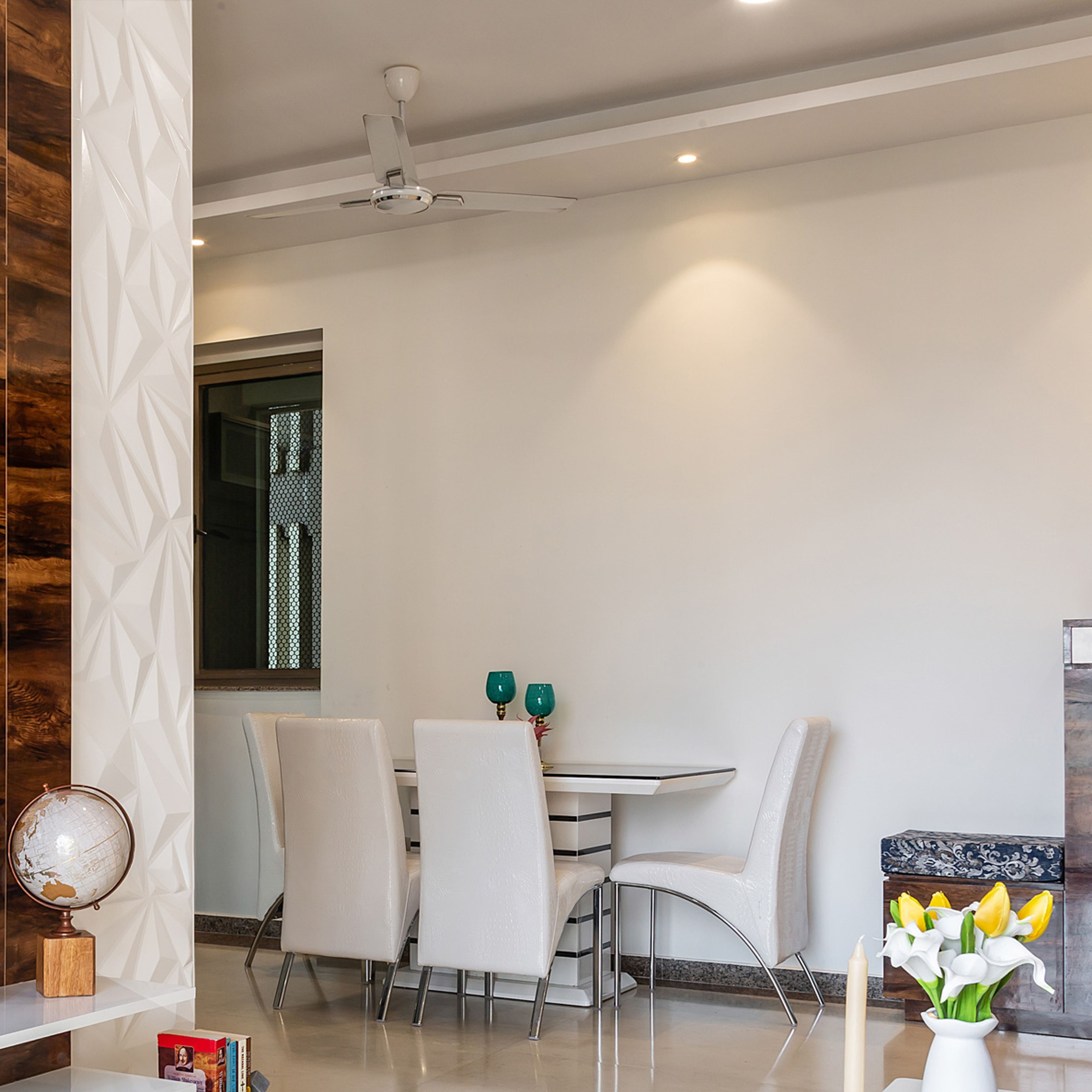 4-Seater White Dining Room -  Livspace