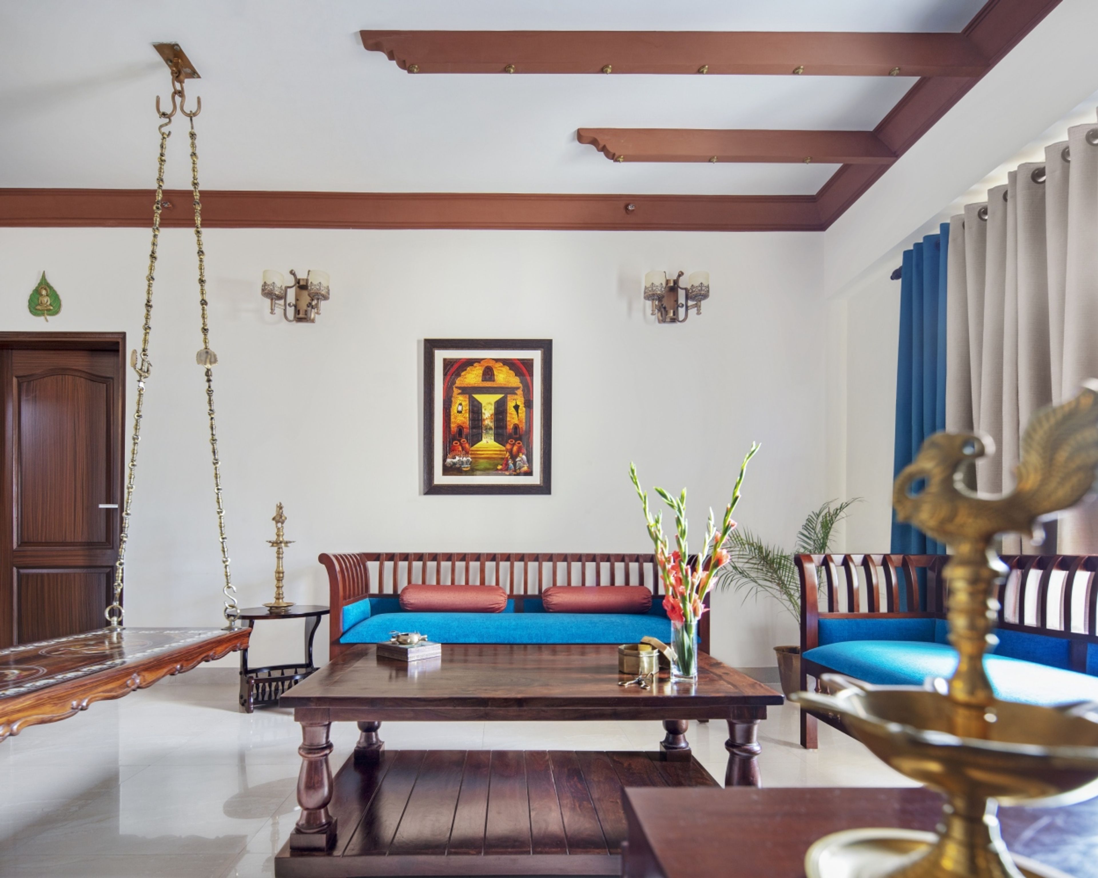 Rectangular Ceiling With Drop Lights - Livspace