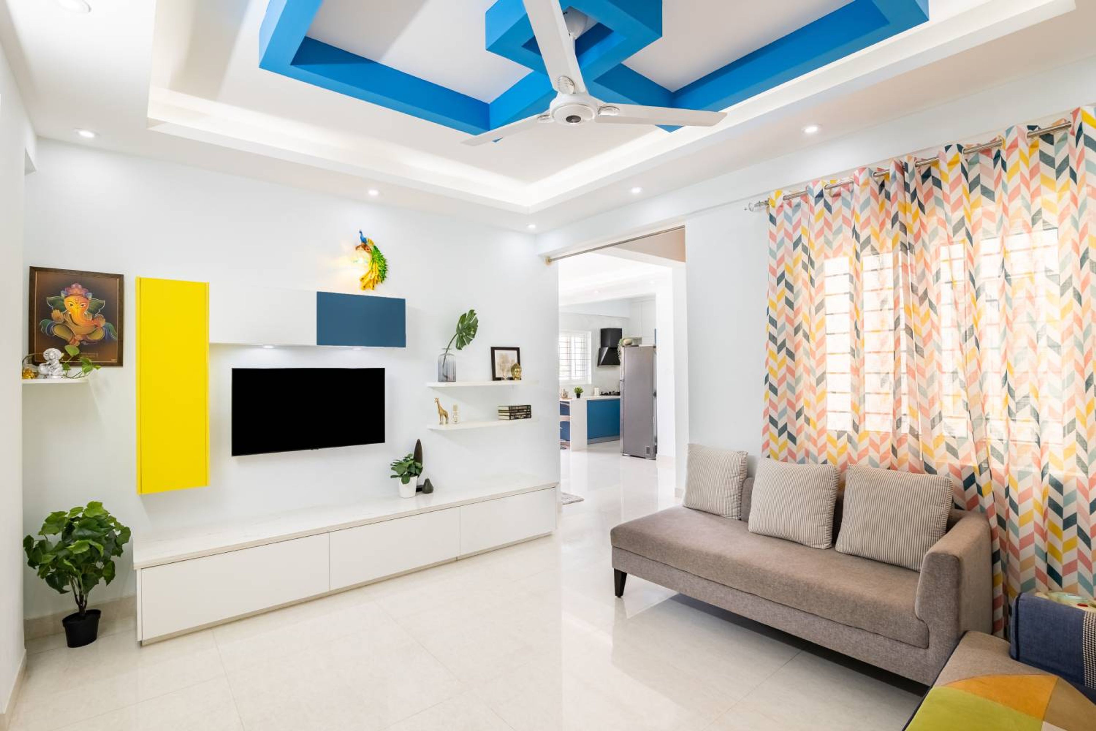 Contemporary False Ceiling Design In A Plus-Minus Shape