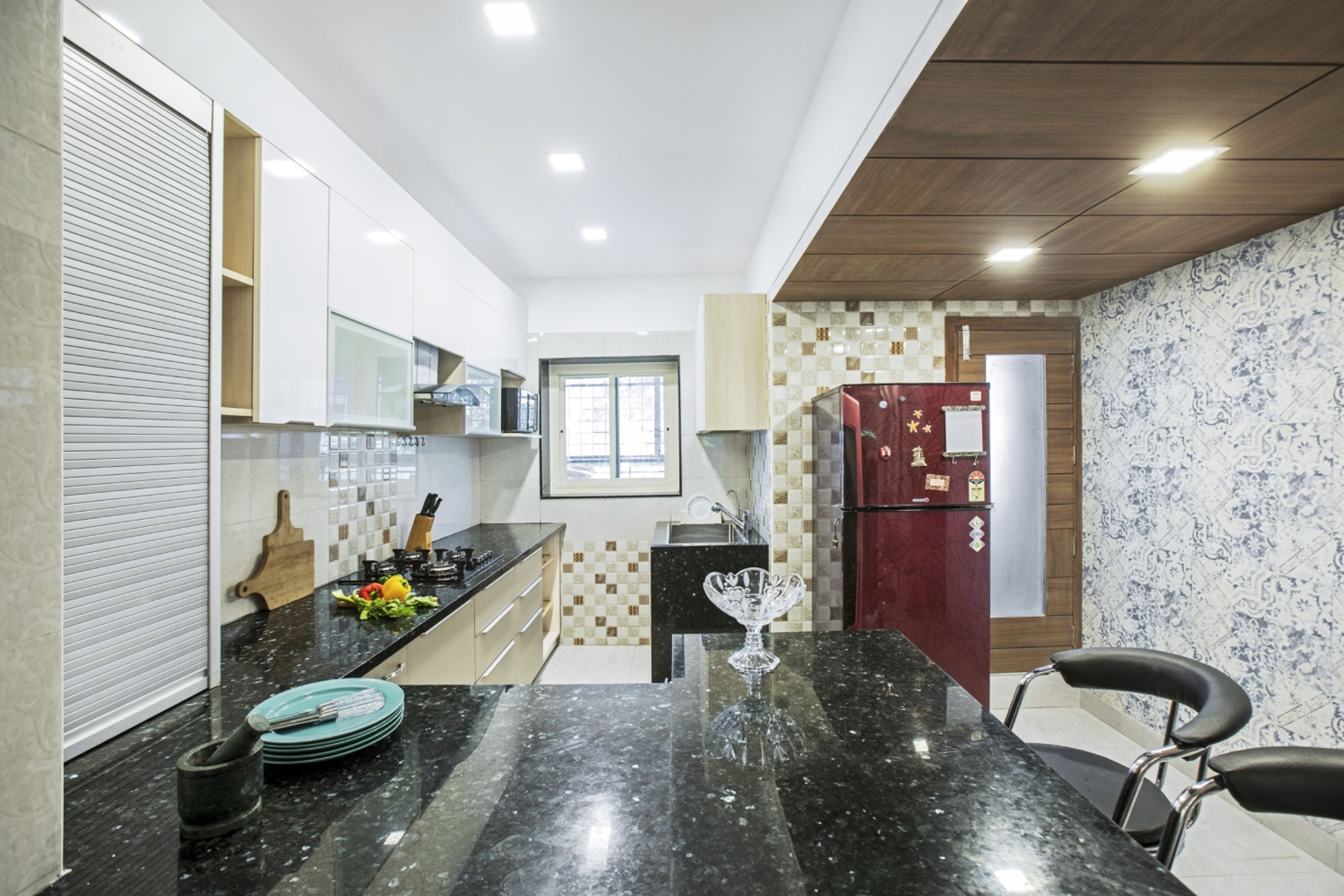 Square Wooden Ceiling Design - Livspace