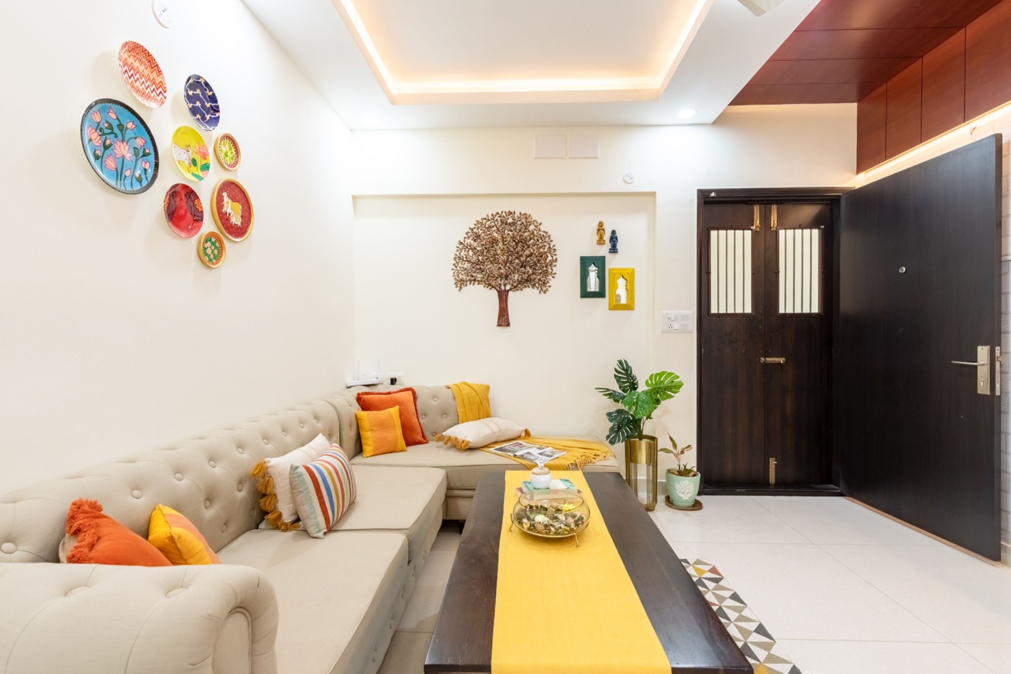 Modern Rectangular False Ceiling Design With Cove Lights