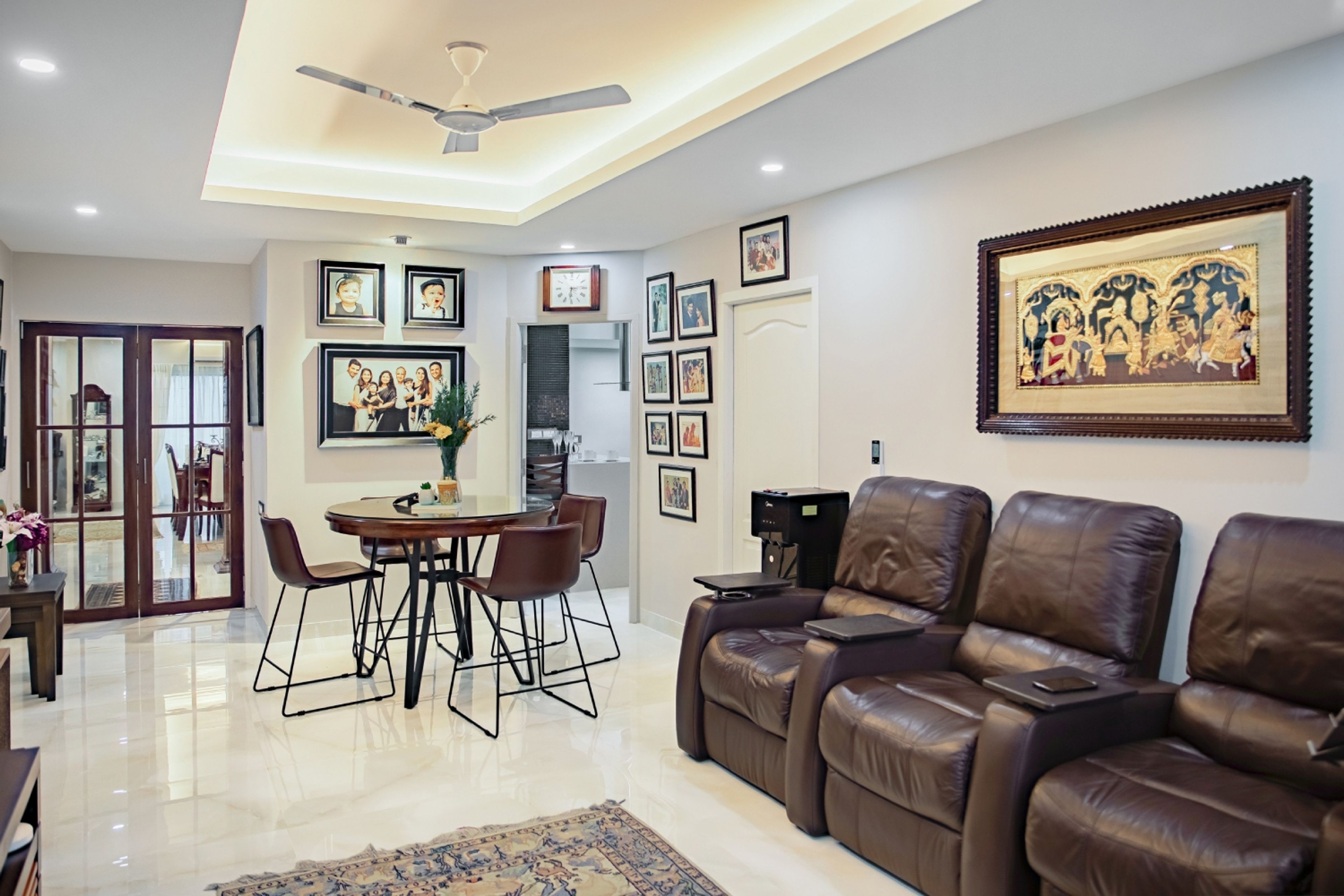 Modern White POP Ceiling Design With Recessed Lights