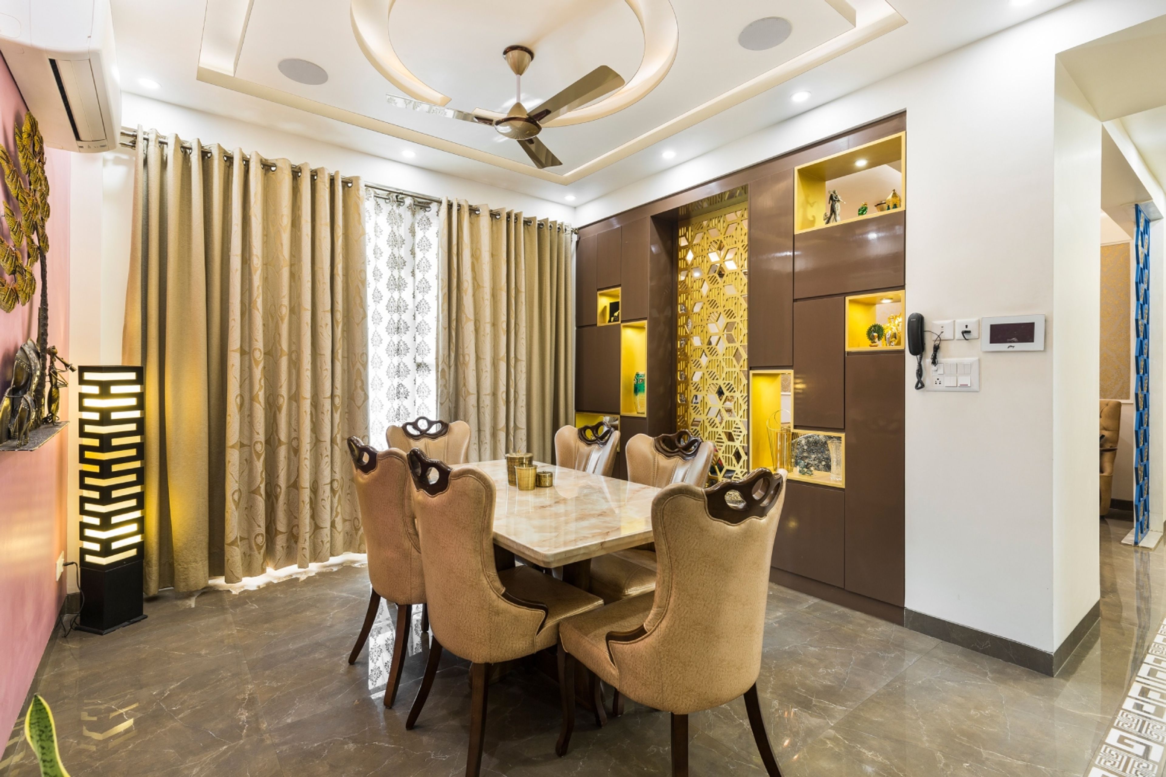 Modern Multilayered False Ceiling Design For Dining Rooms