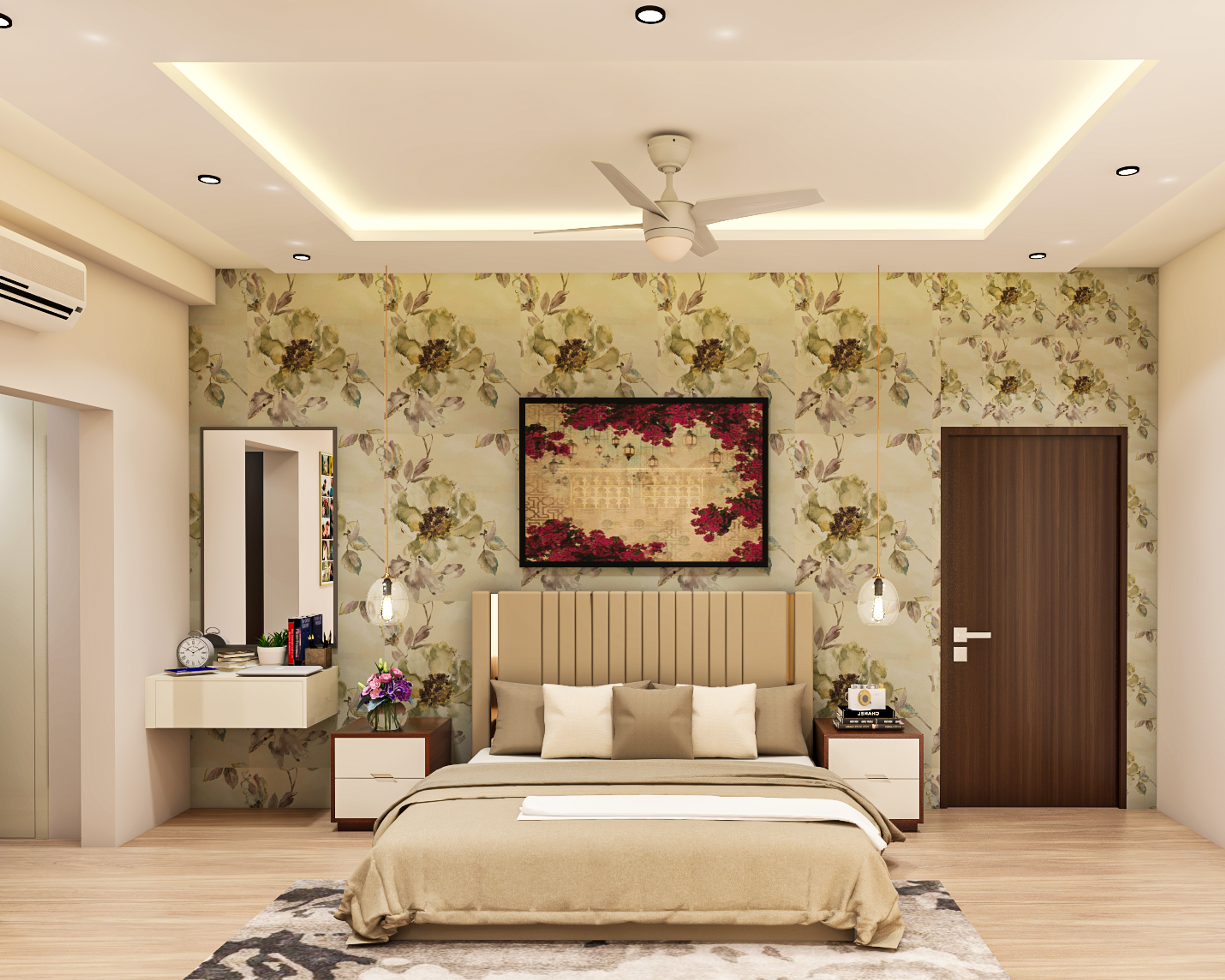 White Gypsum Ceiling Design - Livspace