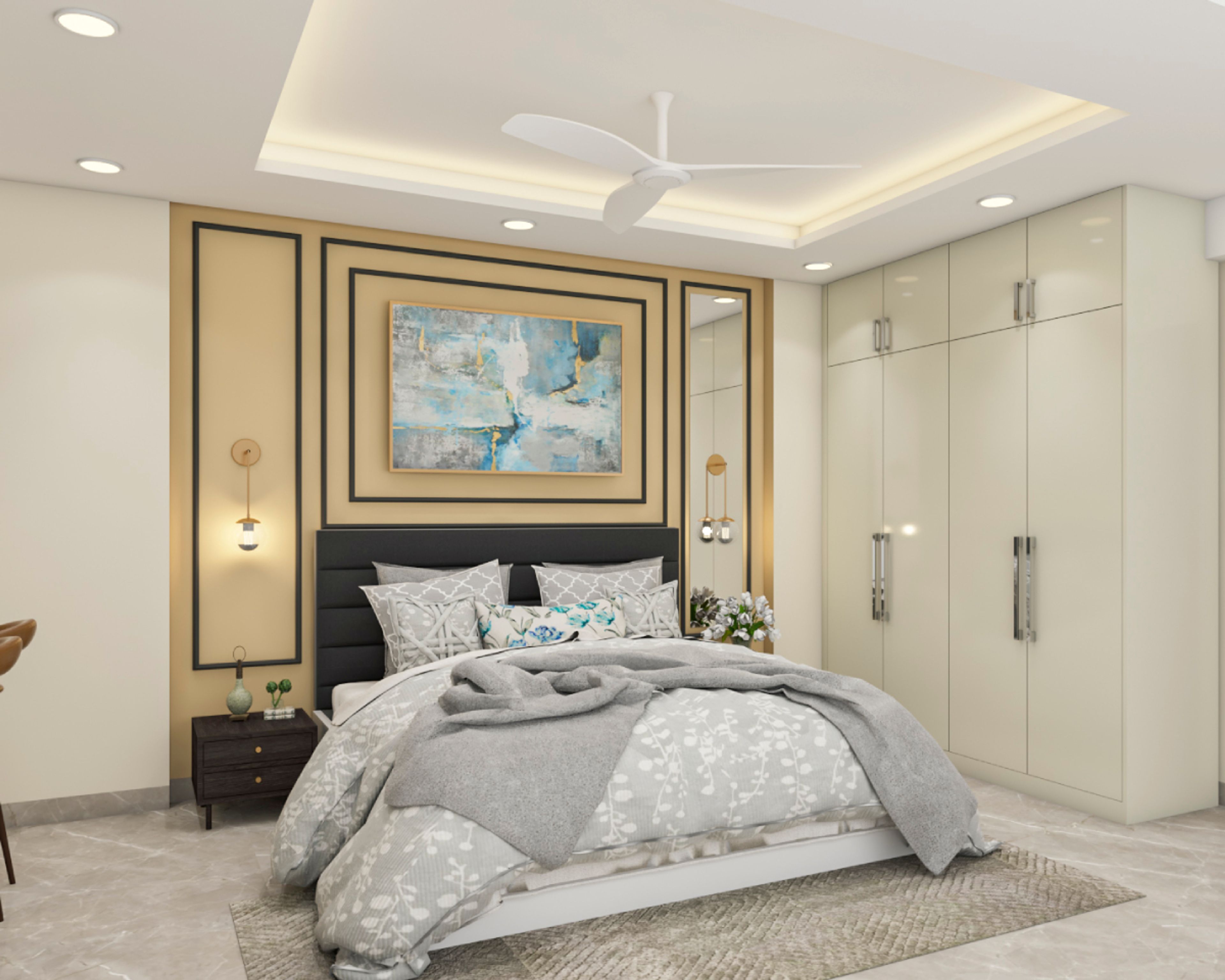 Gypsum Bedroom Ceiling Design - Livspace
