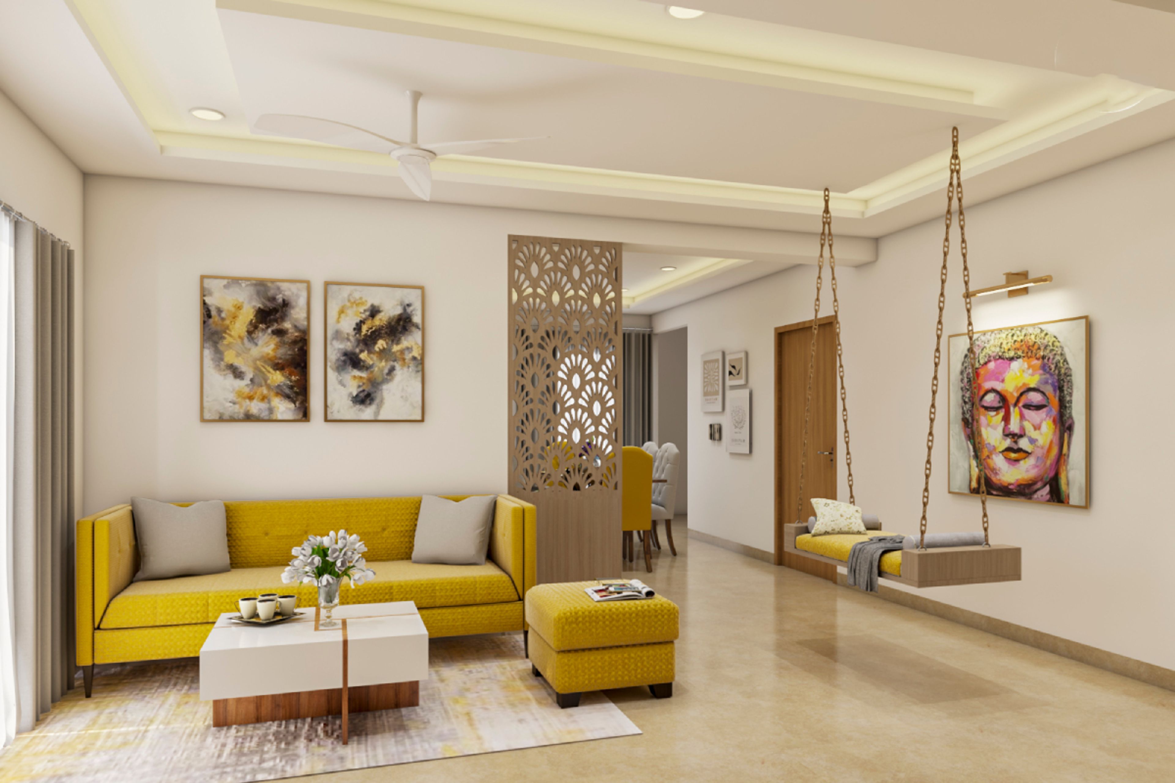 Single-Layered Ceiling Design - Livspace