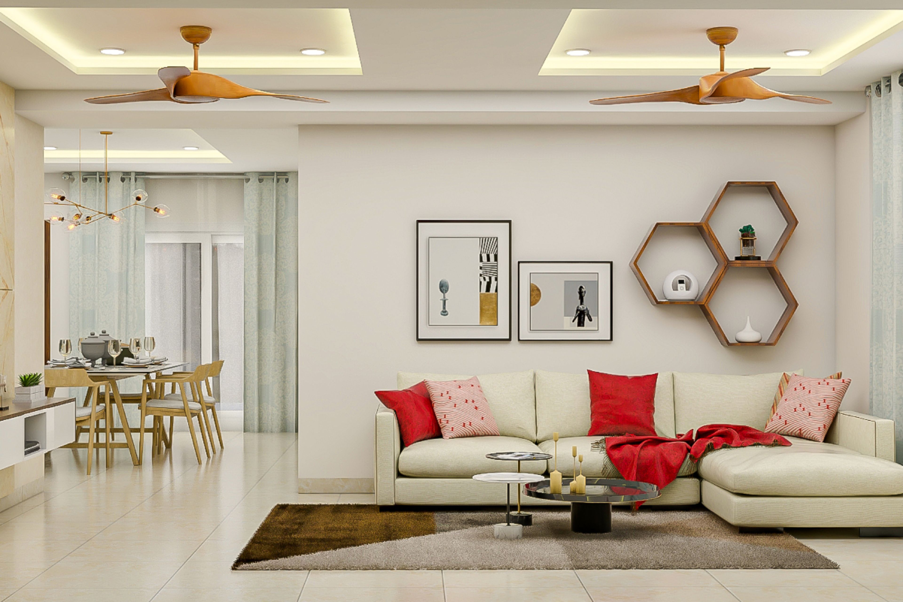 Rectangular False Ceiling Design With Cove Lights - Livspace