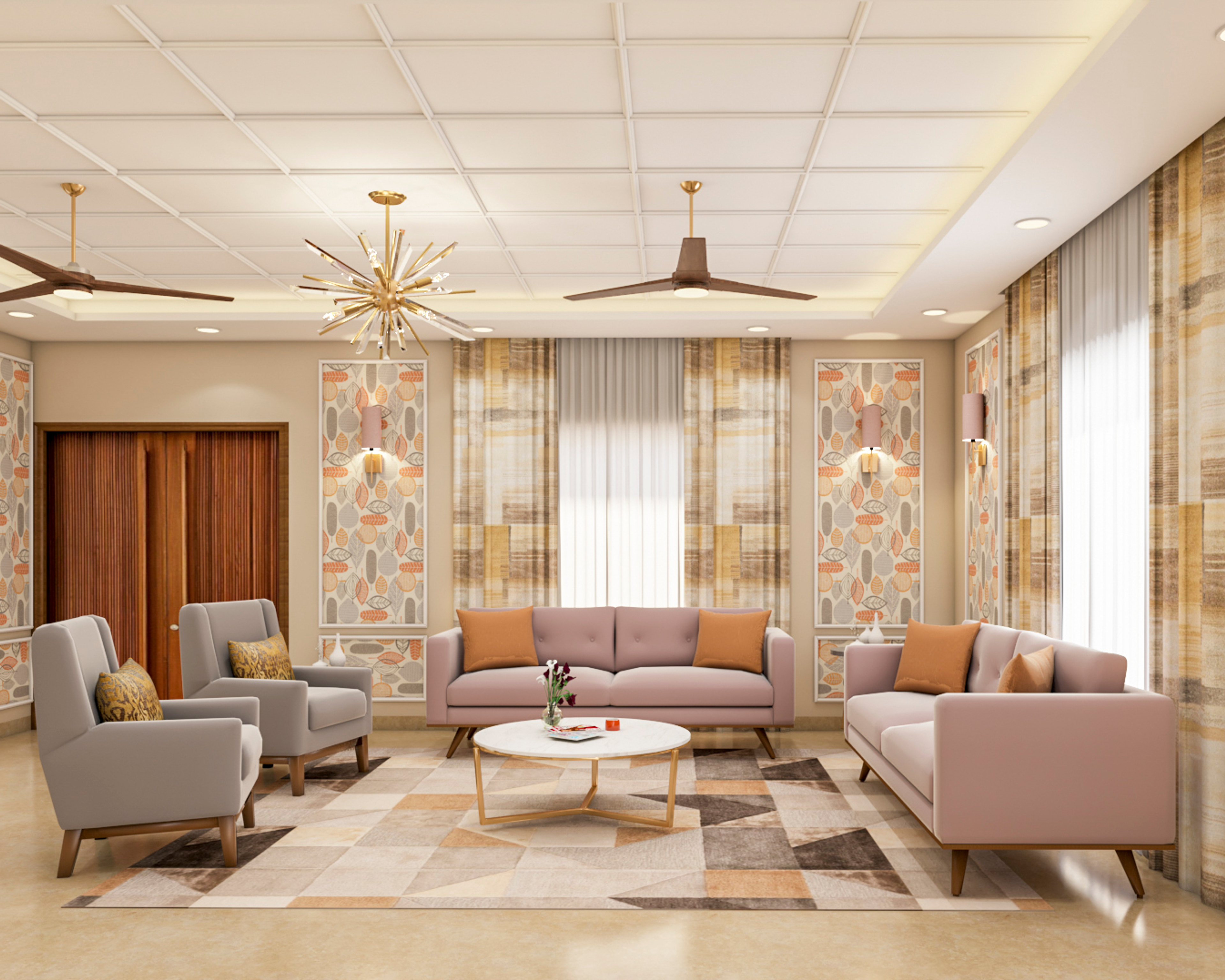 Modern Gypsum And POP Ceiling Design With Chandelier