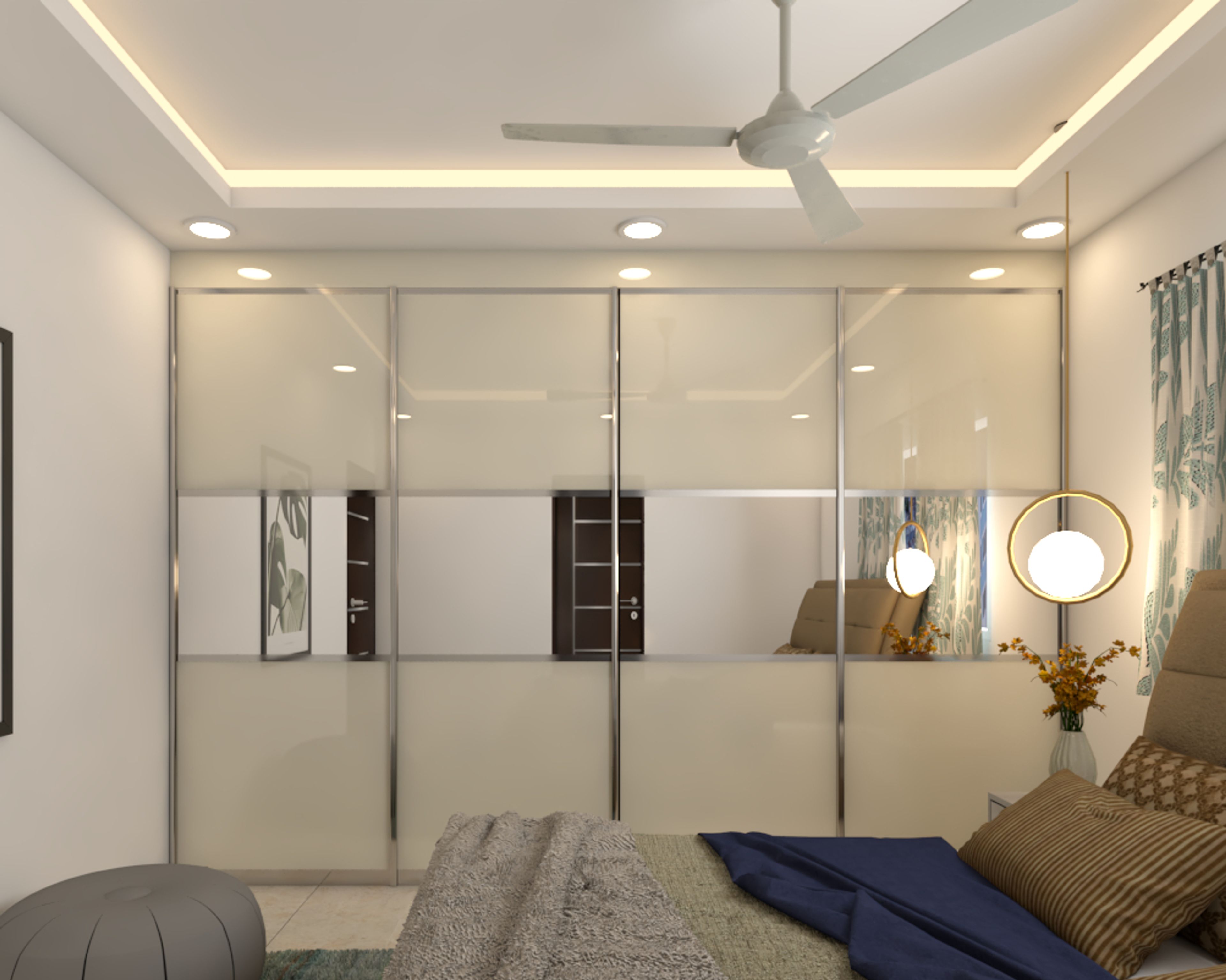 False Ceiling With Cove And Pendant Lights - Livspace