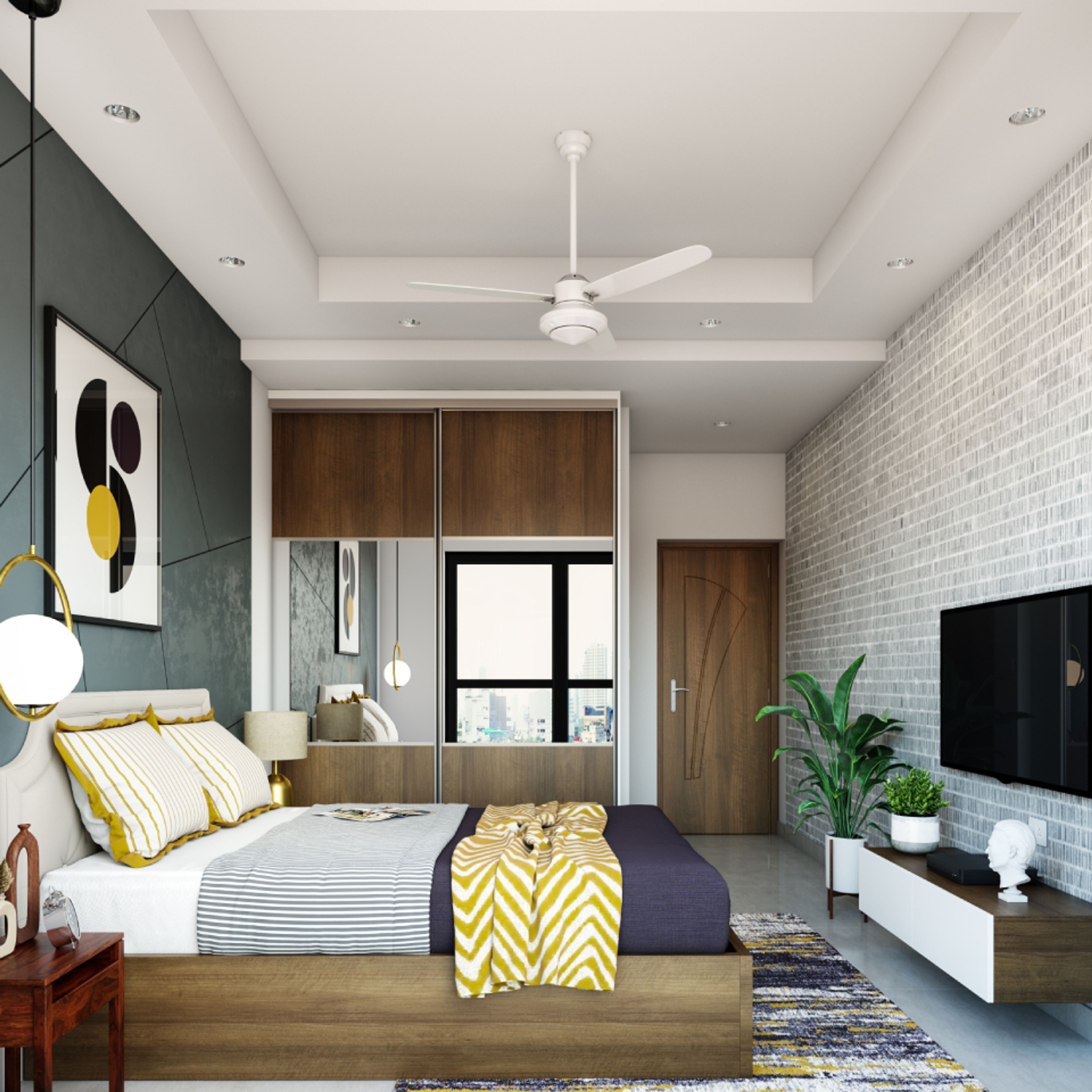 Modern Gypsum False Ceiling With Spot Lights For Bedrooms