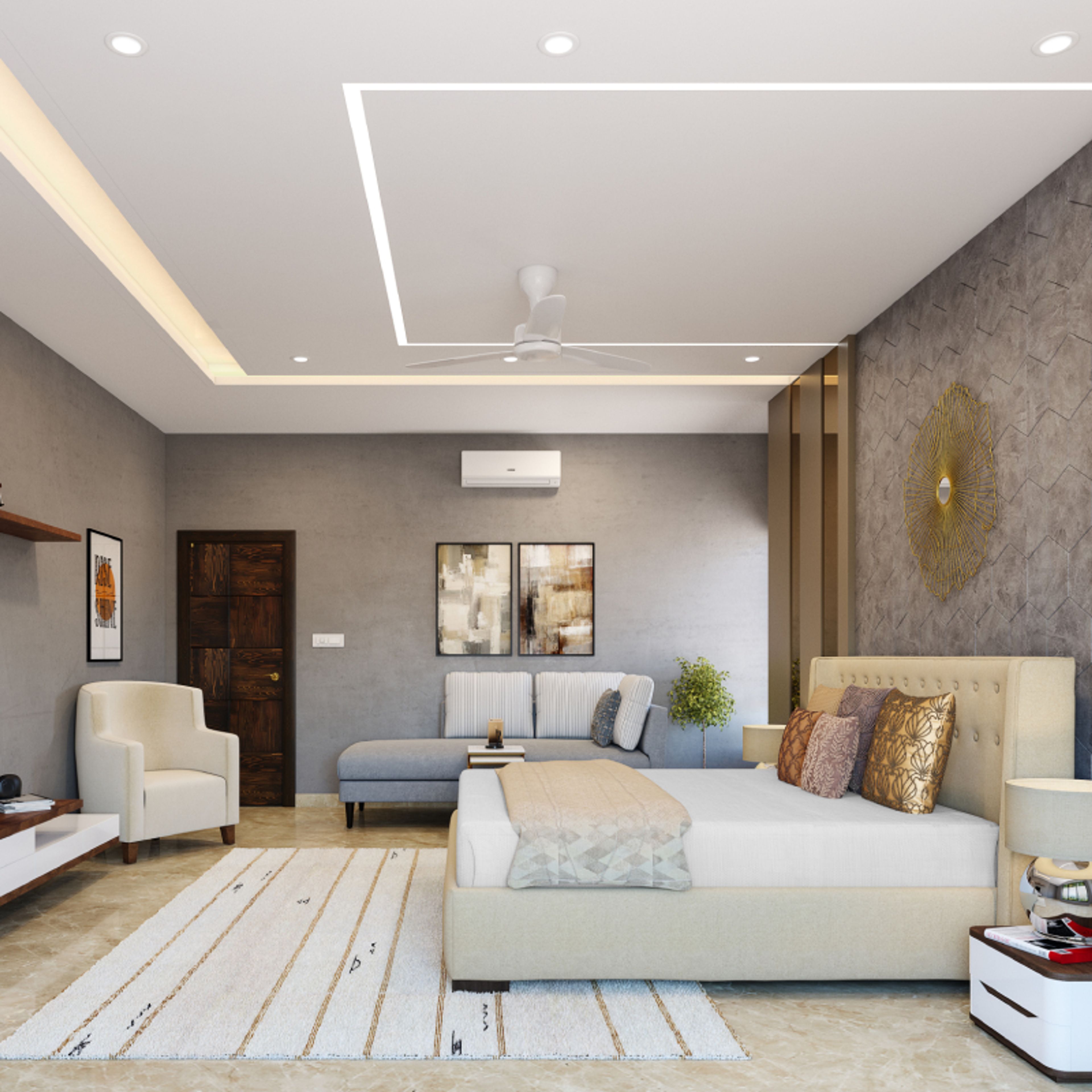 Modern Single-Layered Ceiling Design For Bedrooms