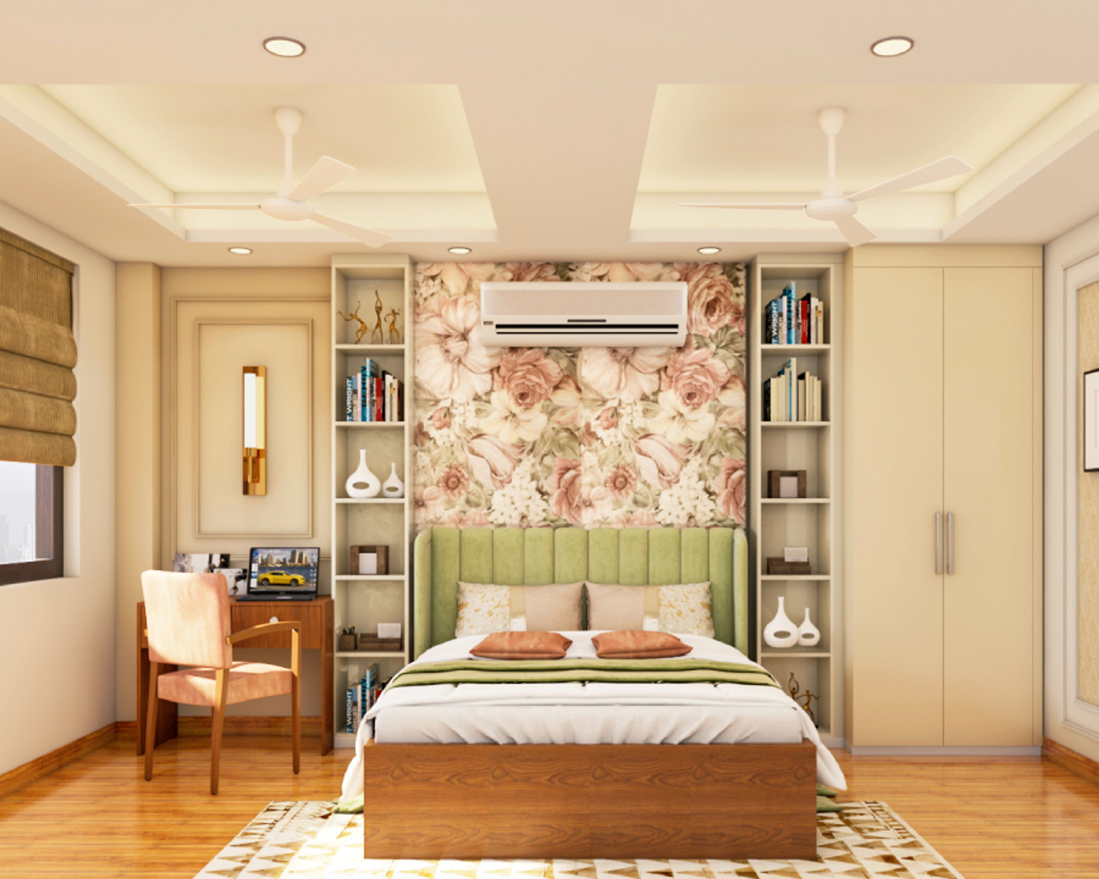 Modern Rectangular Gypsum Bedroom False Ceiling Design