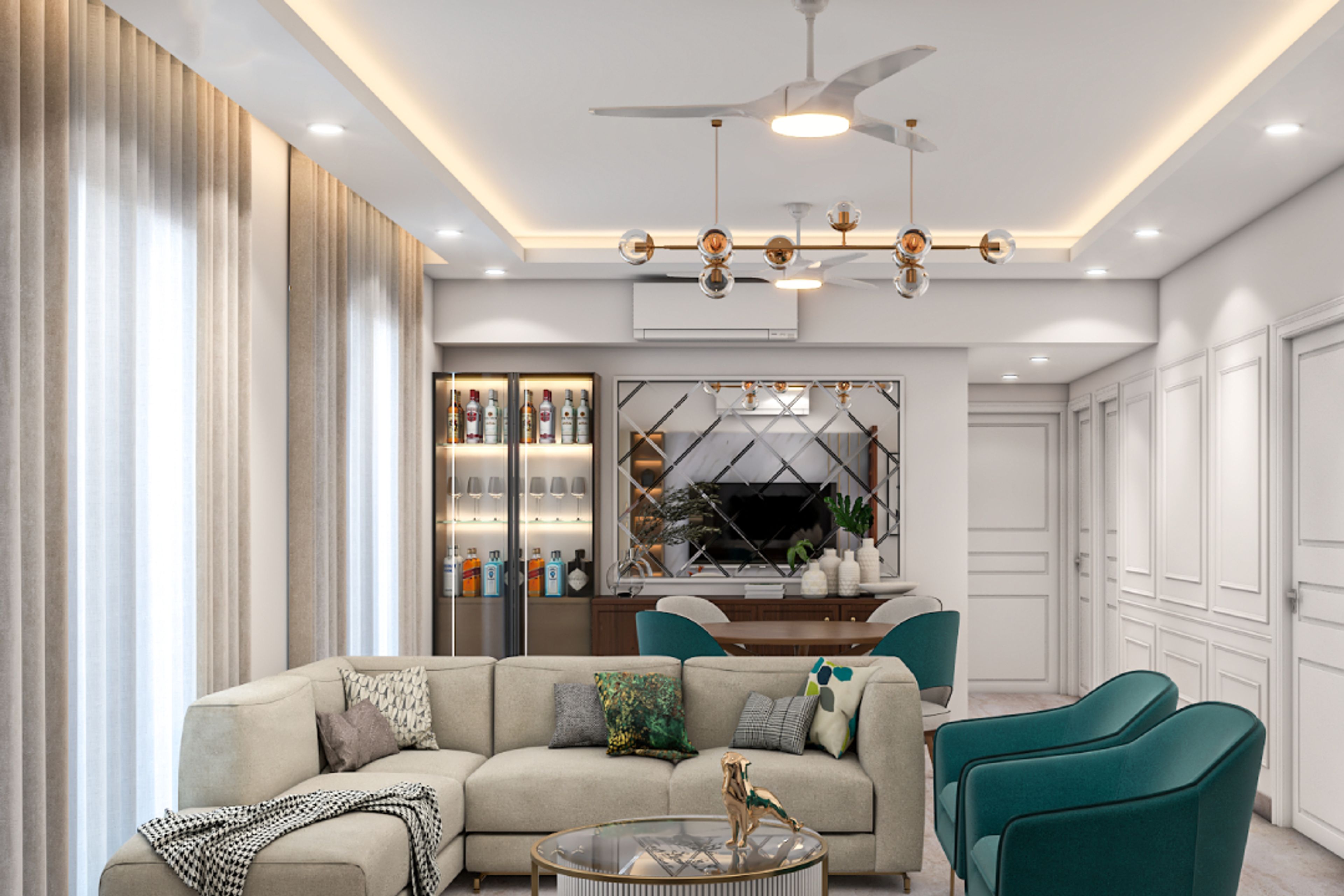 Modern Peripheral False Ceiling - Livspace