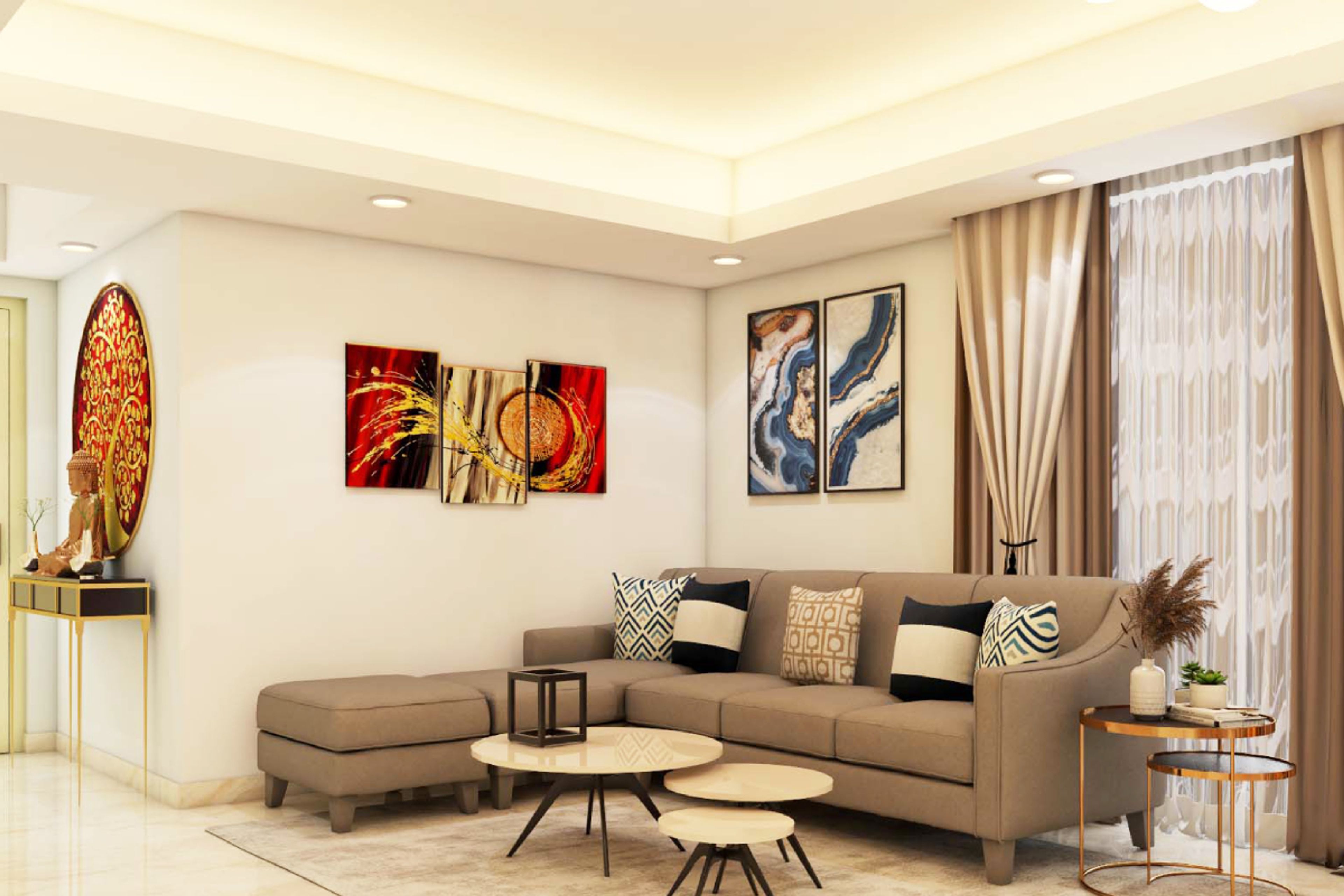 Peripheral Ceiling Design With Cove Lights - Livspace