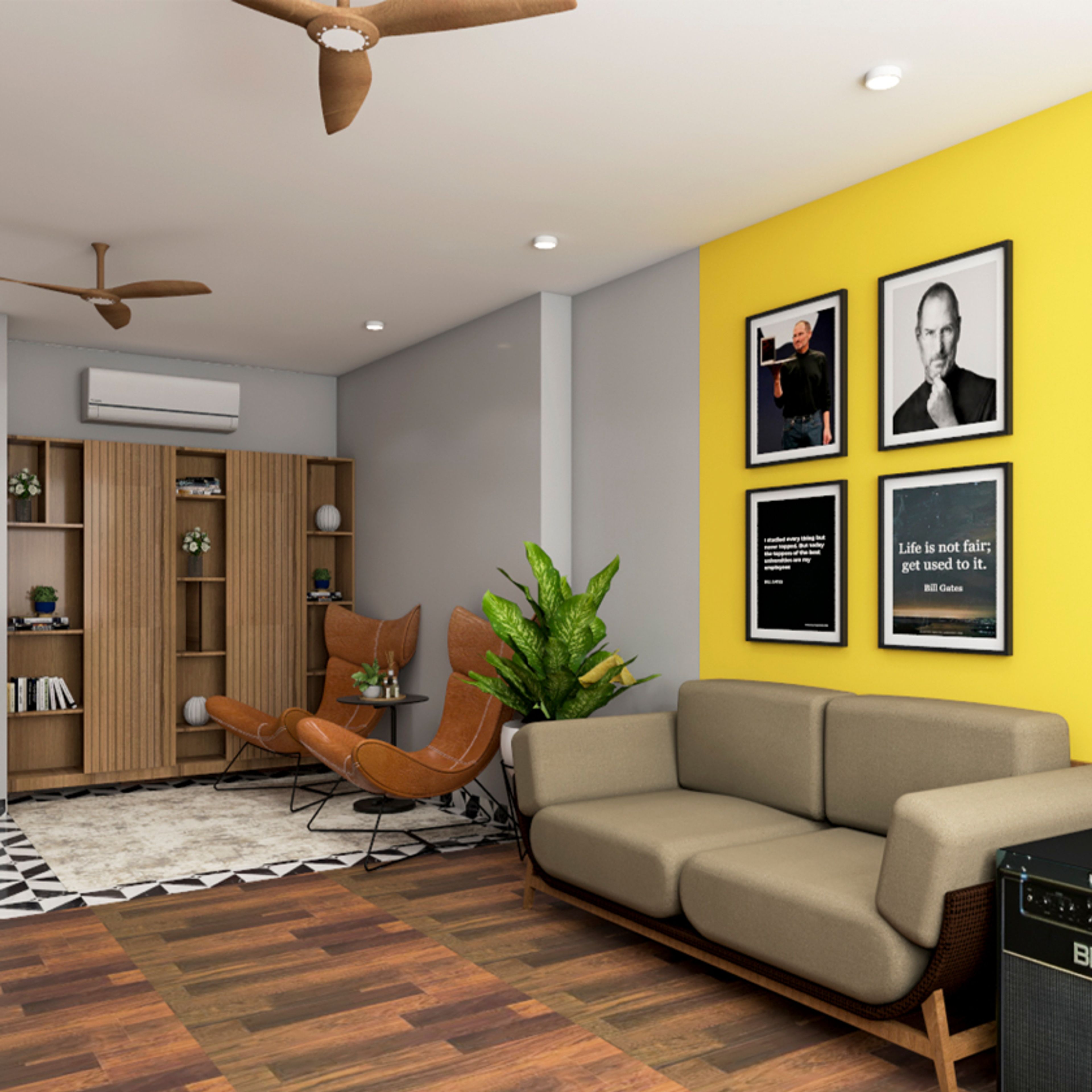 Flooring Design With Rectangular Brown Tiles - Livspace