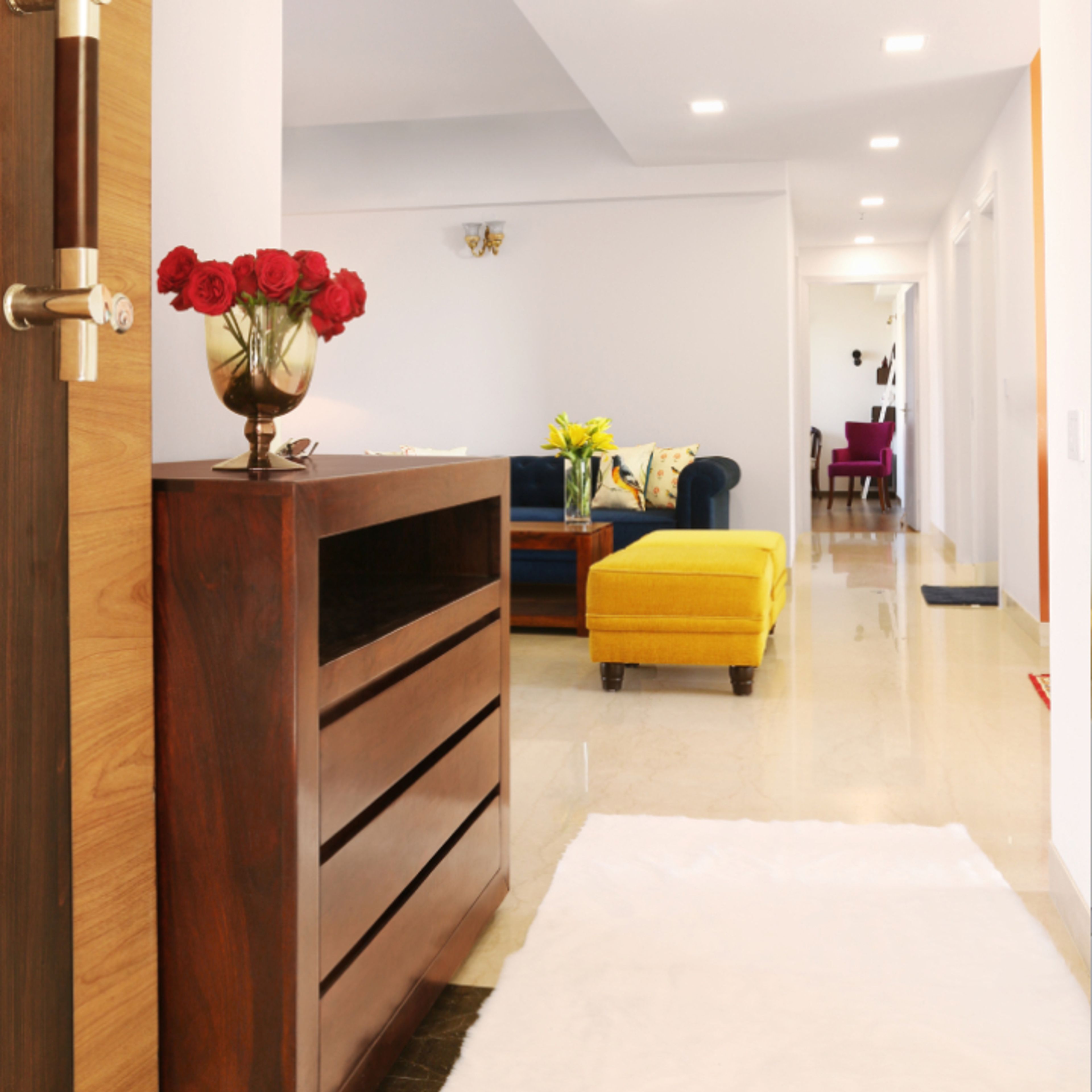 Modern Brown Foyer Design With Drawers