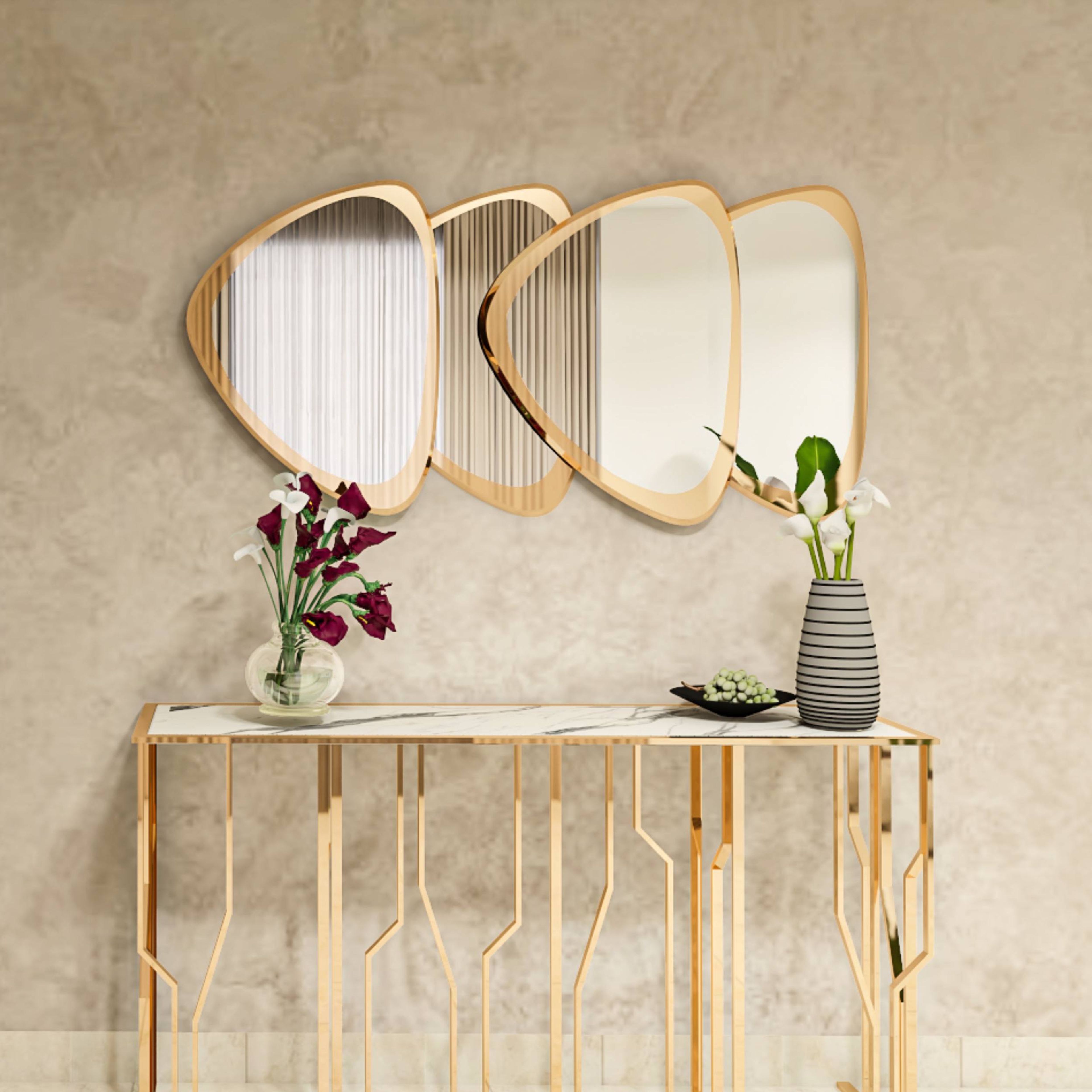 Modern Foyer Design With Gold Metal Finish