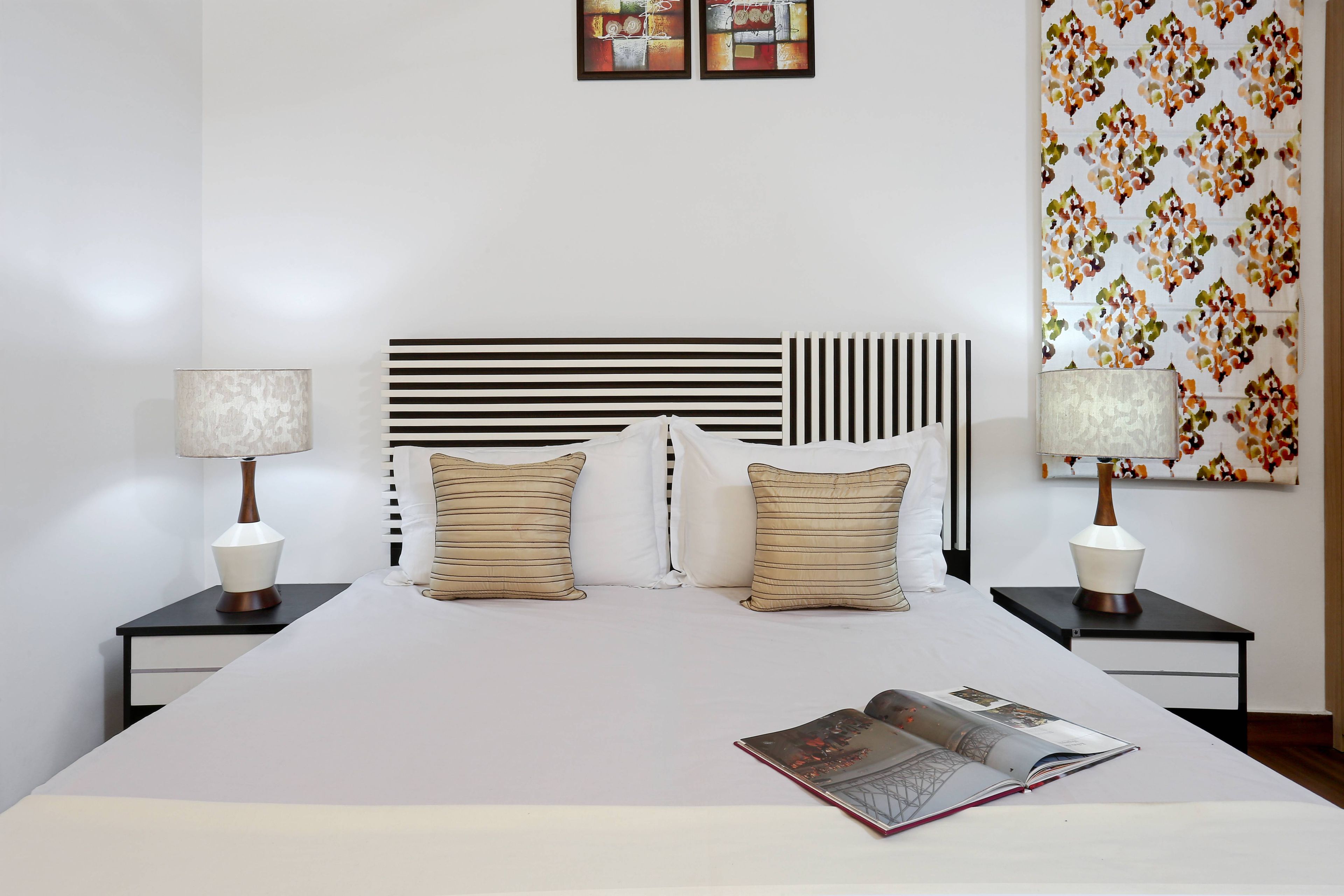 Modern Guest Room With Linen White Wall Paint