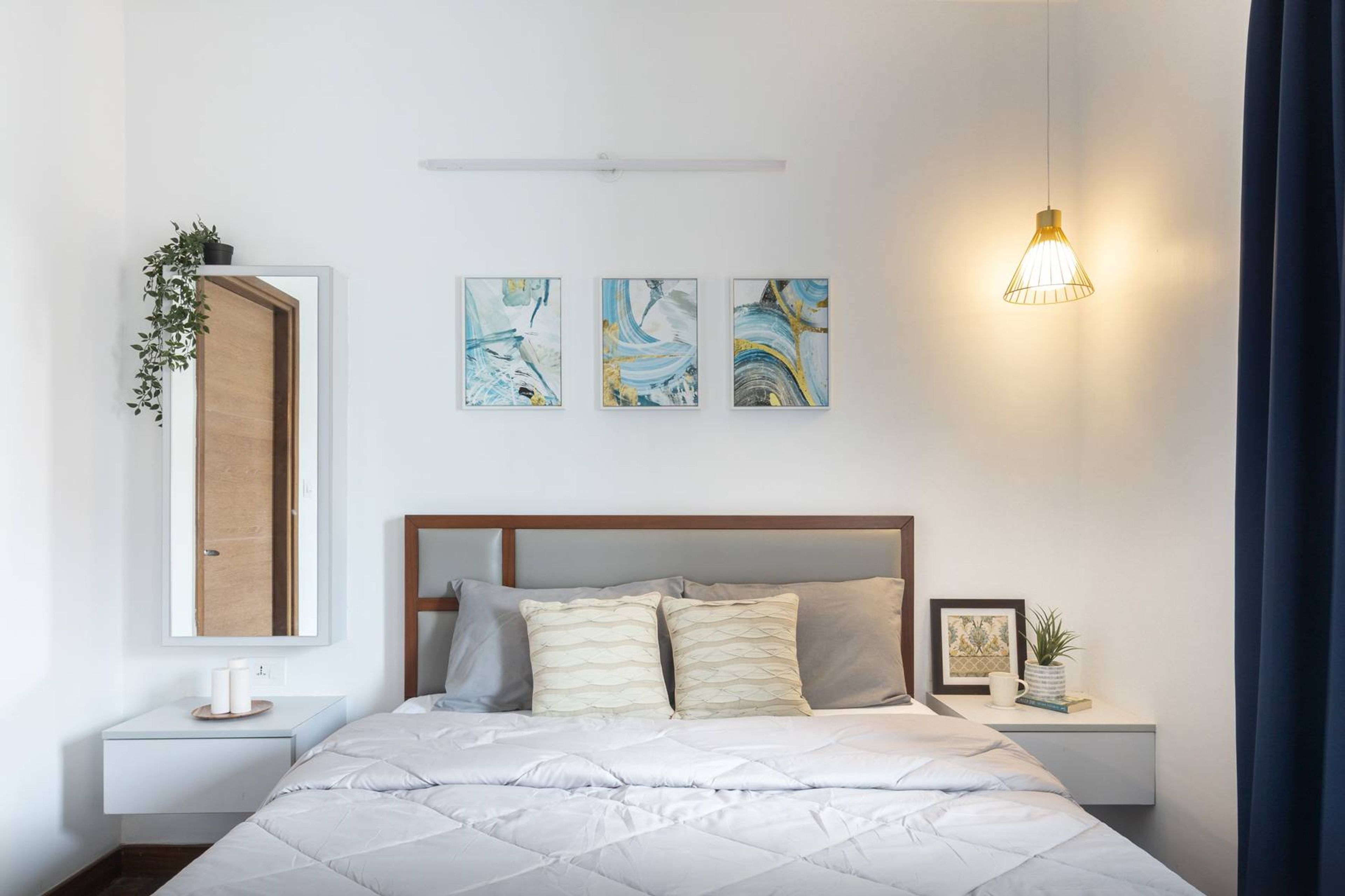 Modern White Guest Bedroom Design With Dressing Unit