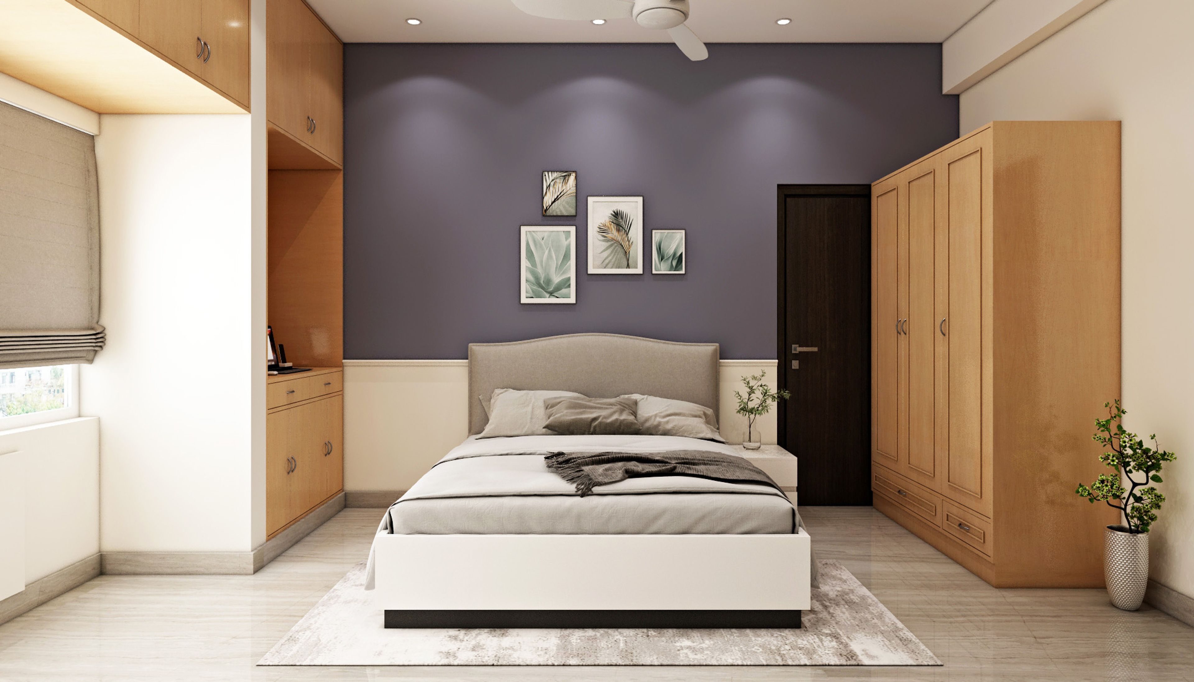 Modern Guest Room Design With Wooden Wardrobe