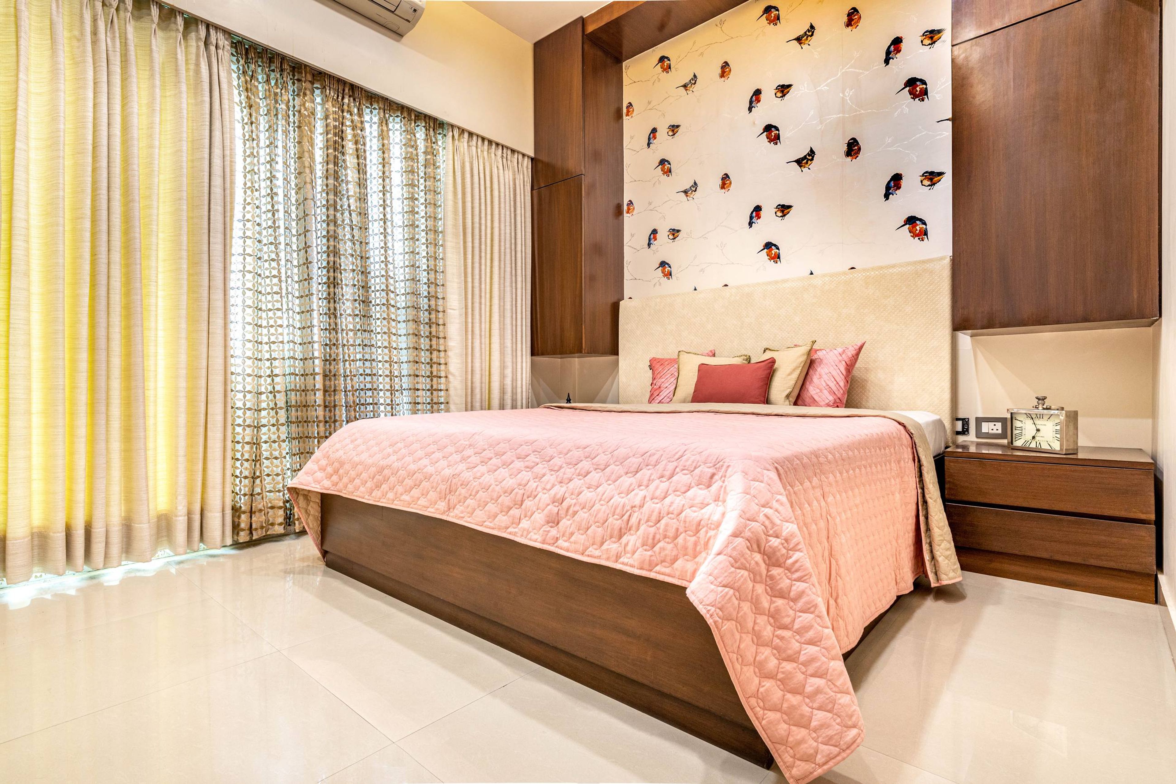 Modern Guest Bedroom Design With CNC Wall Pattern
