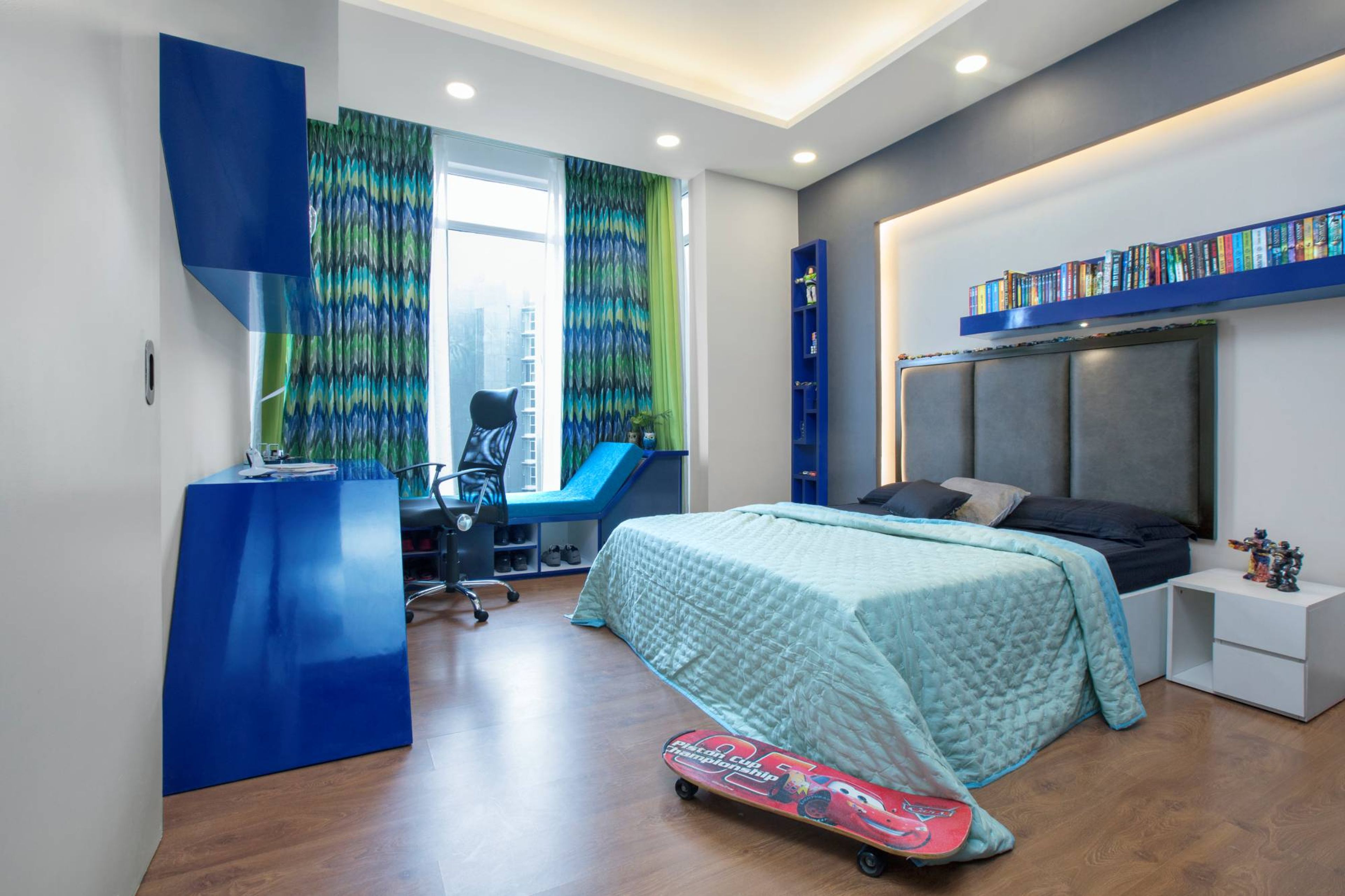 Modern Kids Bedroom Design With A Floating Bookshelf