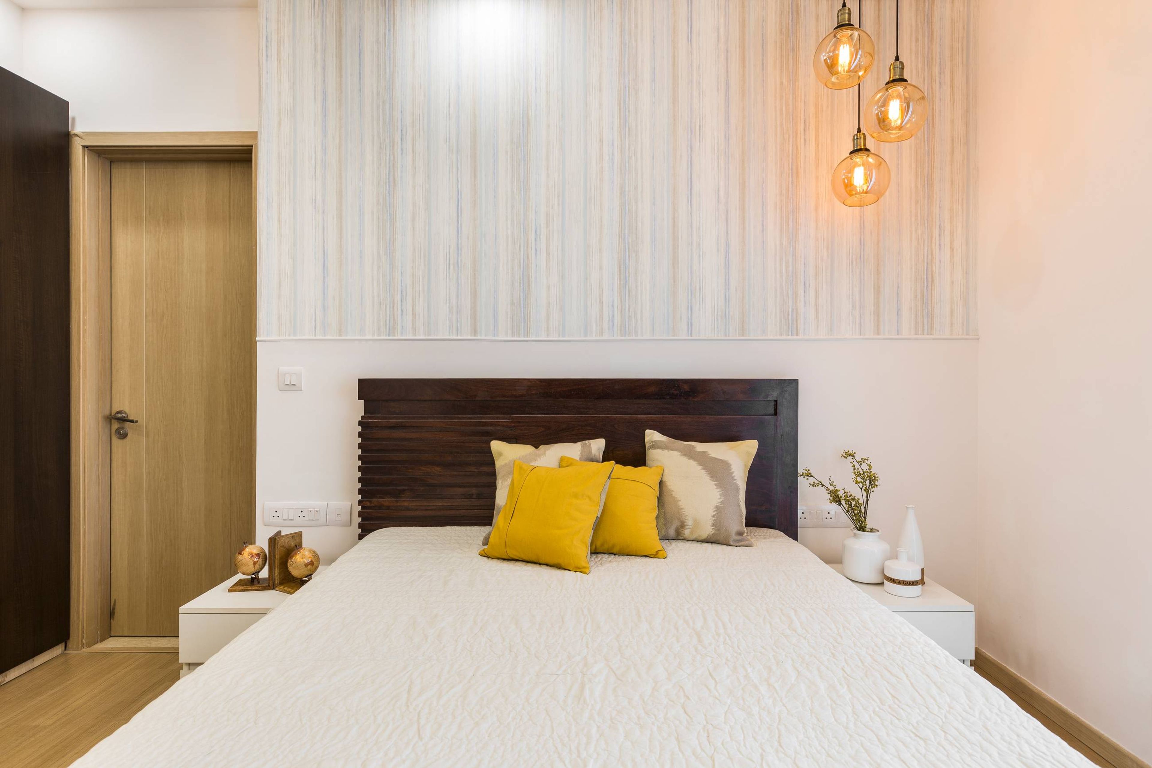 Modern Kids Bedroom Design With A Double Bed And White Side Tables