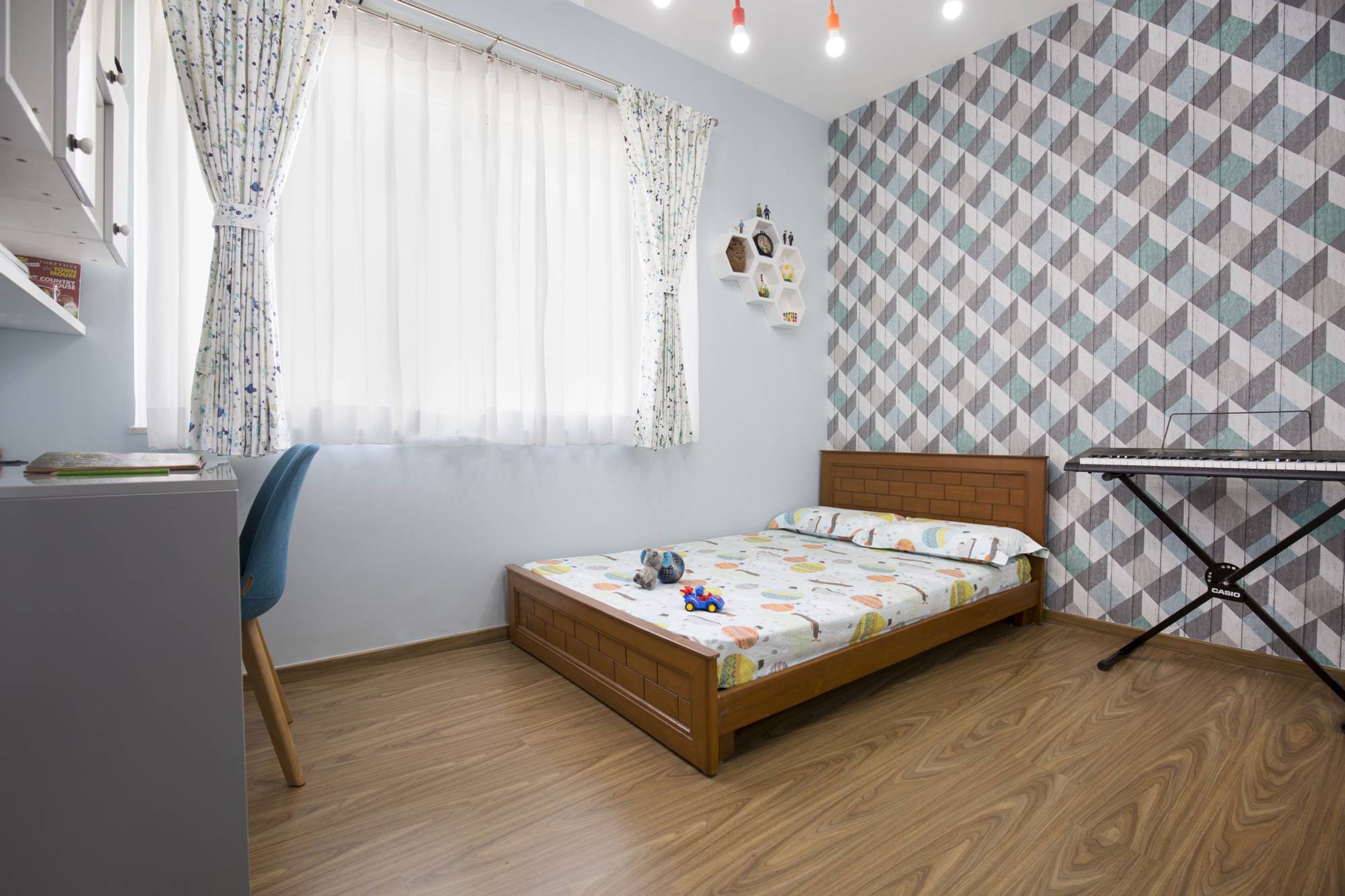 Modern Kids Room Design With Wooden Bed And Flooring