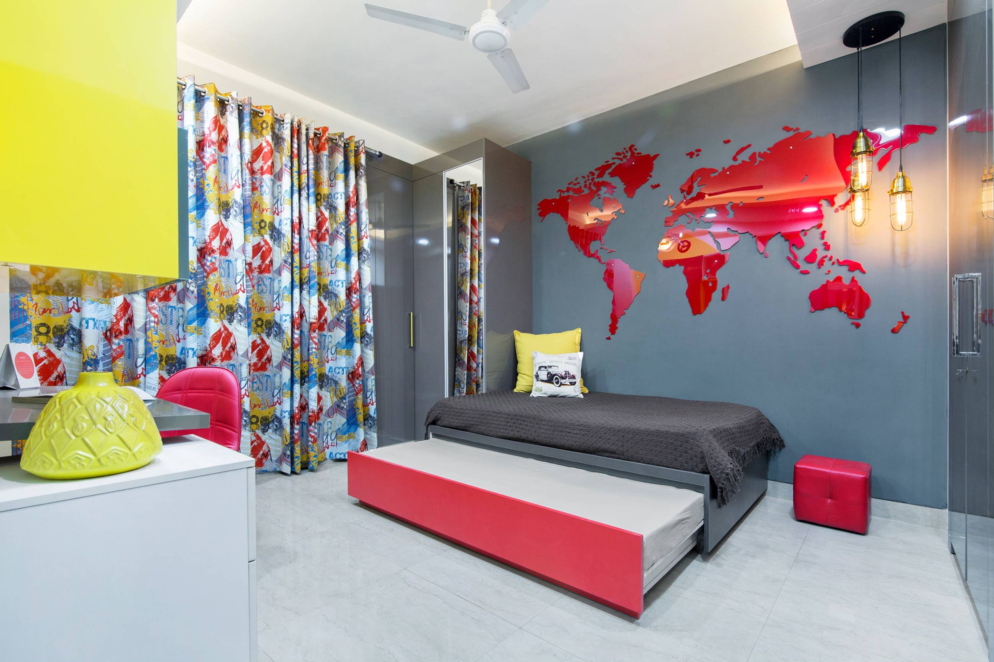 Modern Kids Bedroom Design With Drop Lights