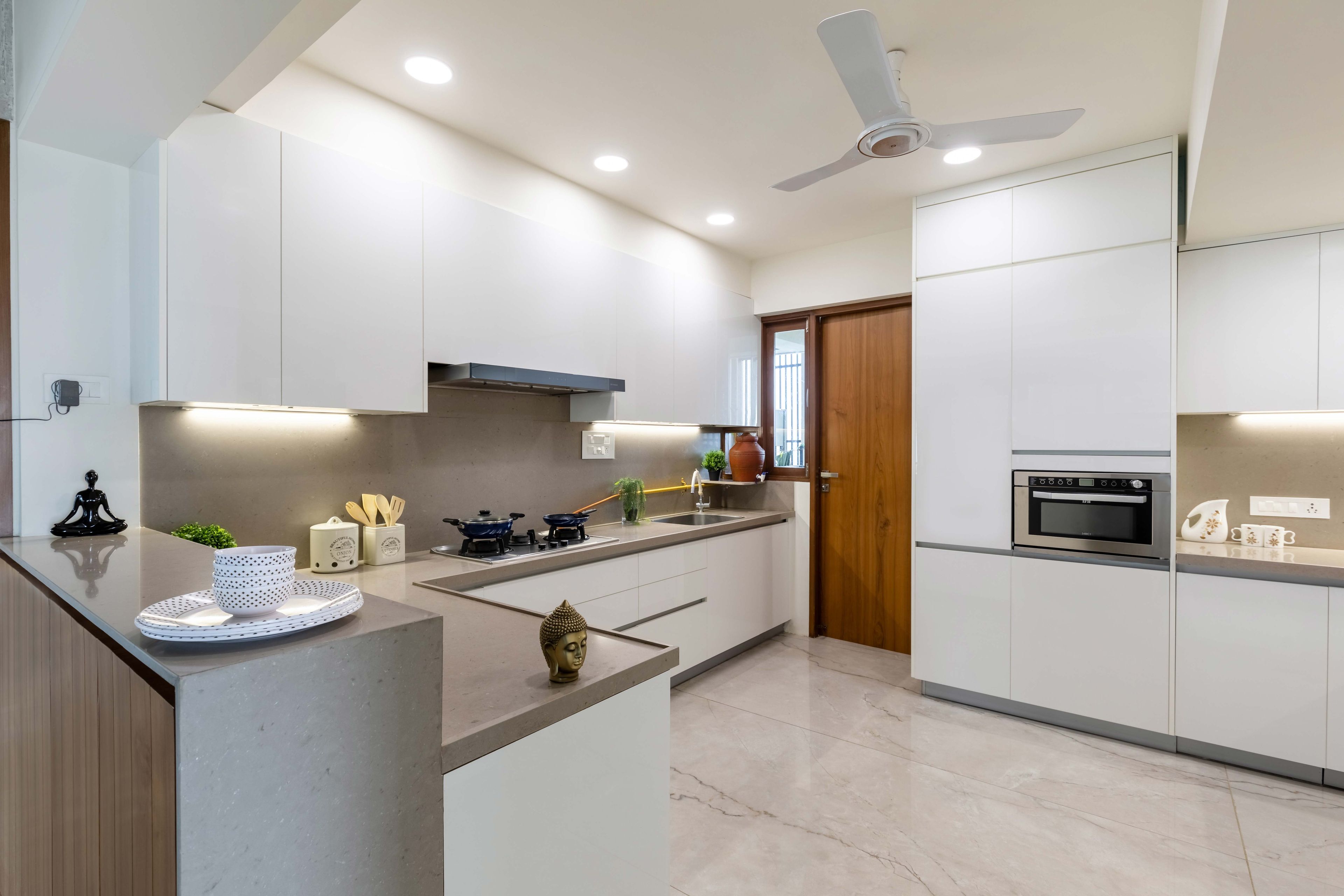 Modern Modular Indian Kitchen Design With Loft Storage