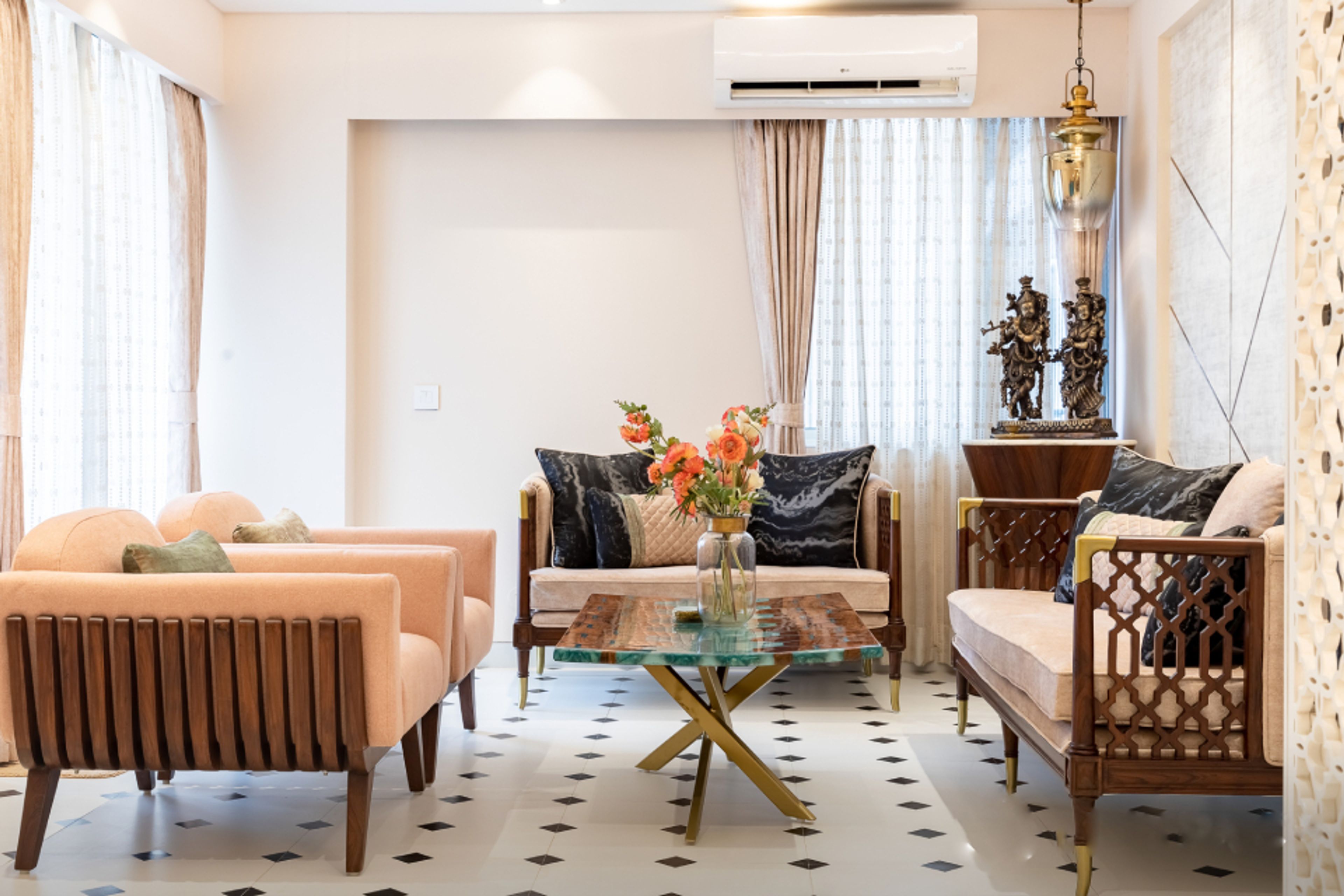 Light-Coloured Living Room - Livspace