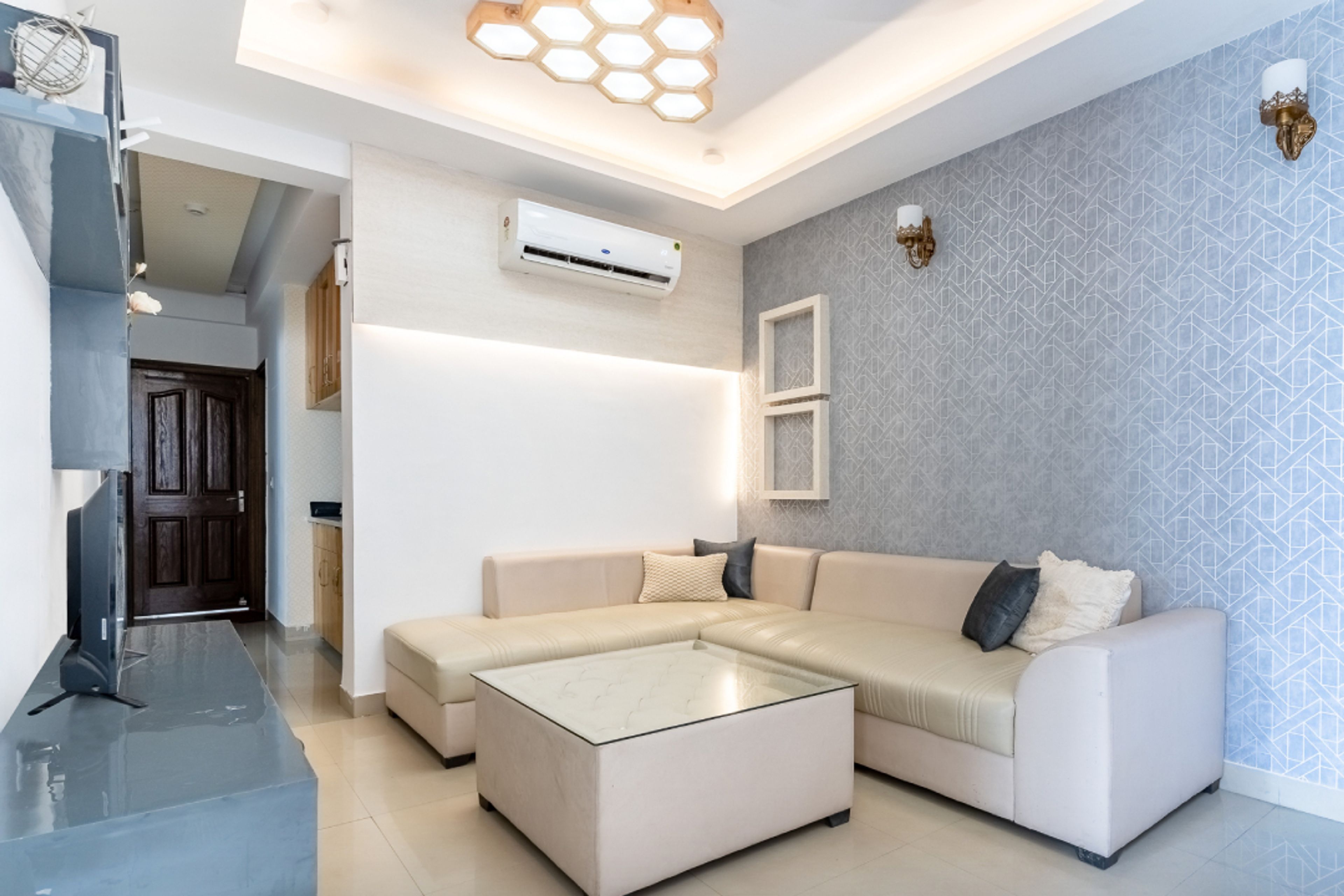 Living Room With A TV Unit - Livspace