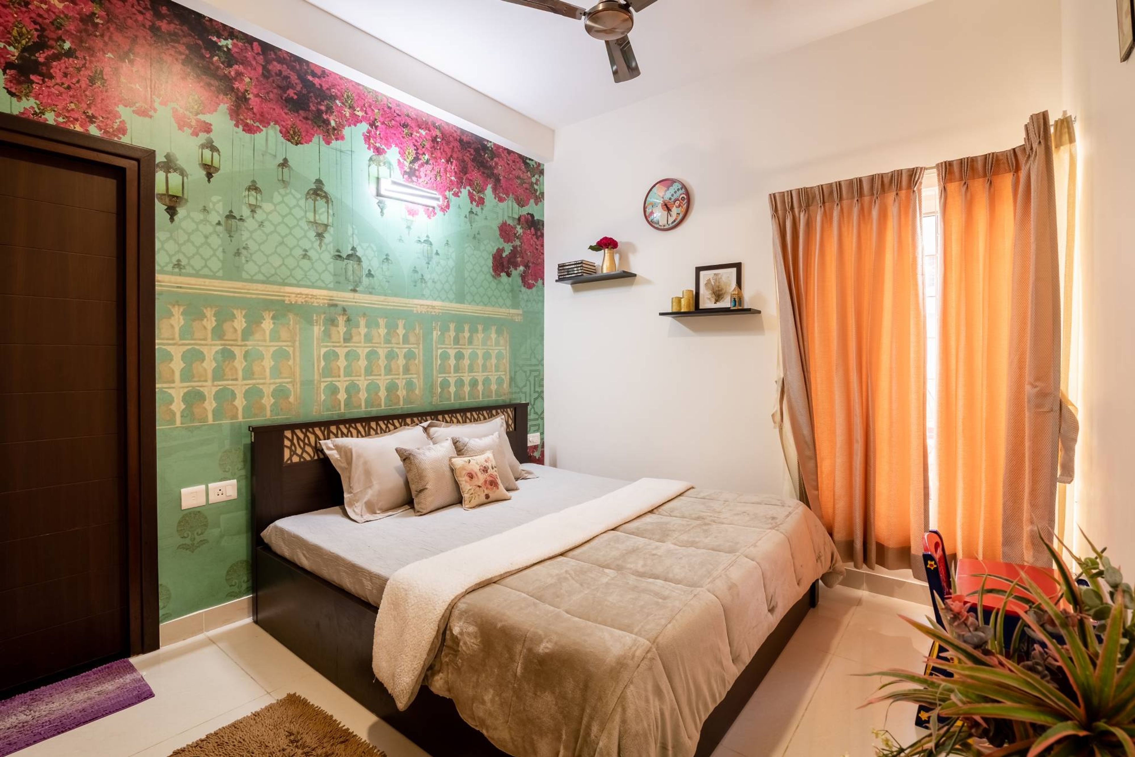 Bedroom Design With A King Size Bed With A Wooden Finish - Livspace