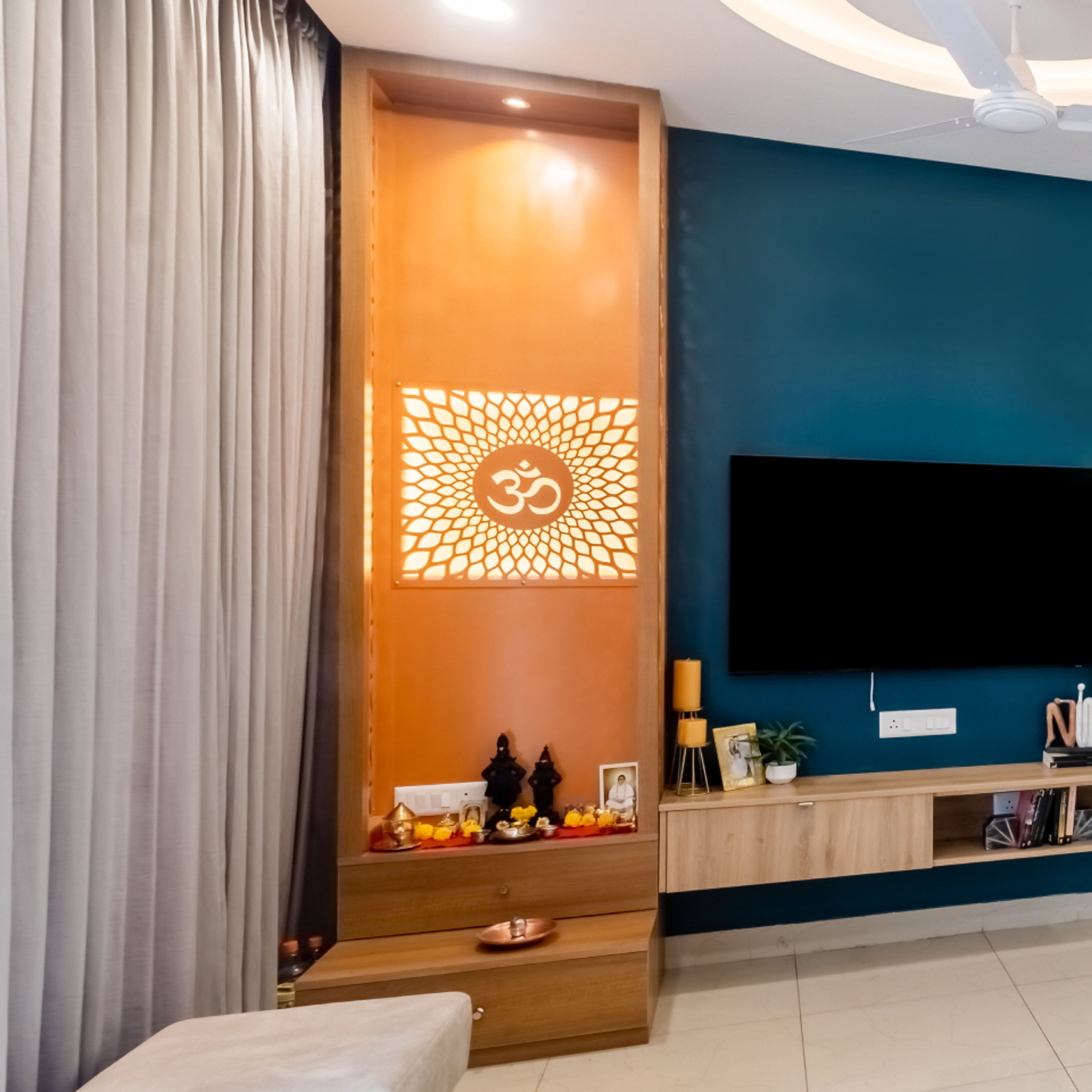 Two-Step Pooja Room Design - Livspace