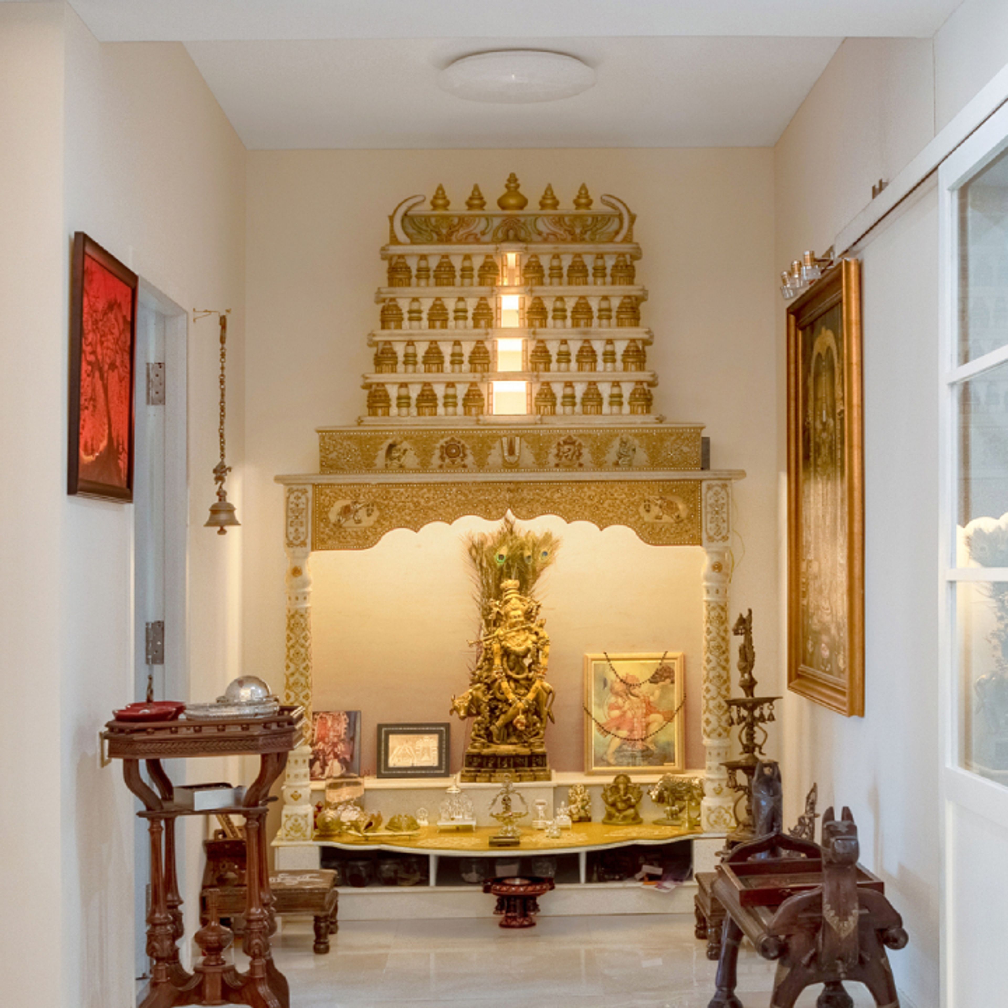 Pooja Room With Open Storage - Livspace