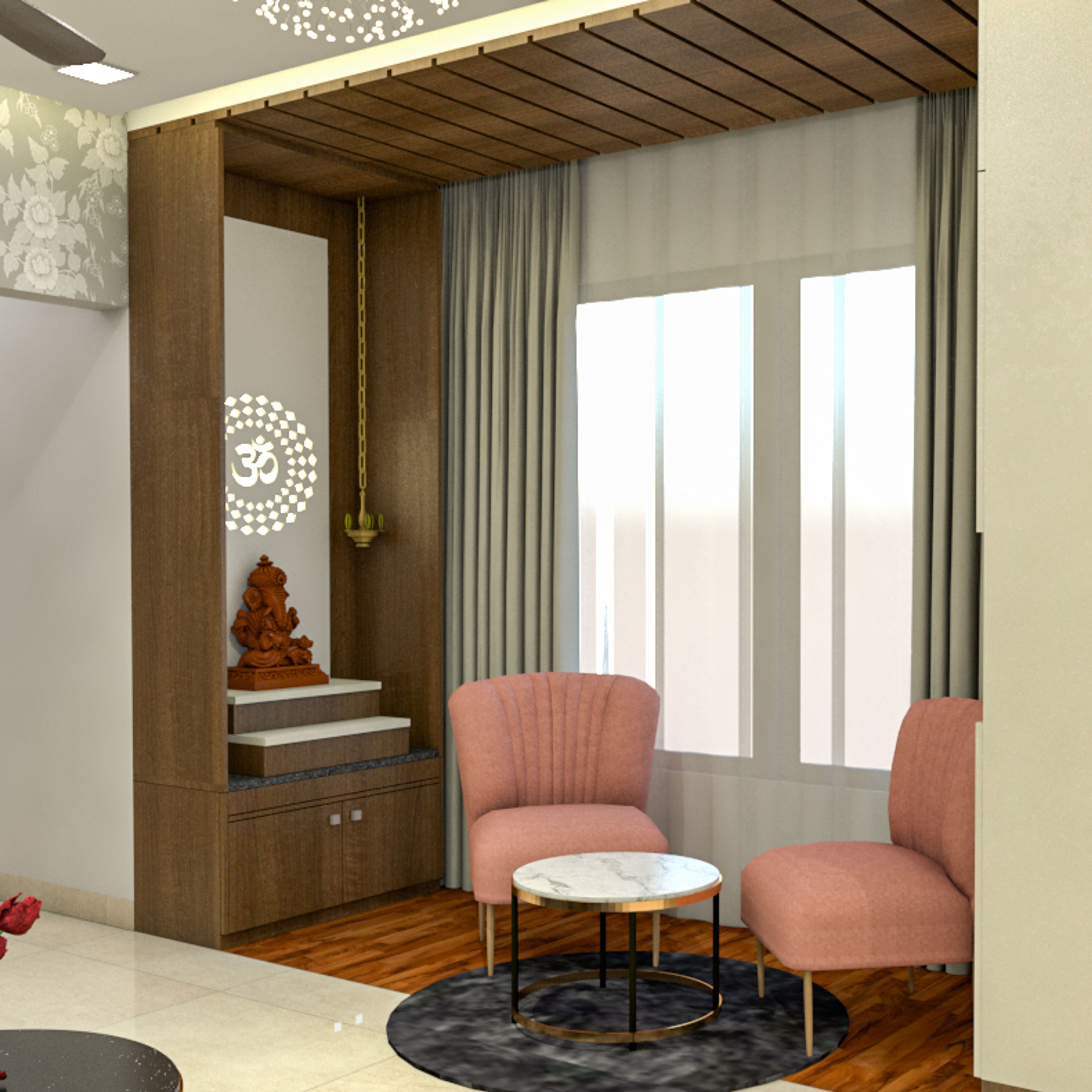 Spacious Pooja Room Design - Livspace