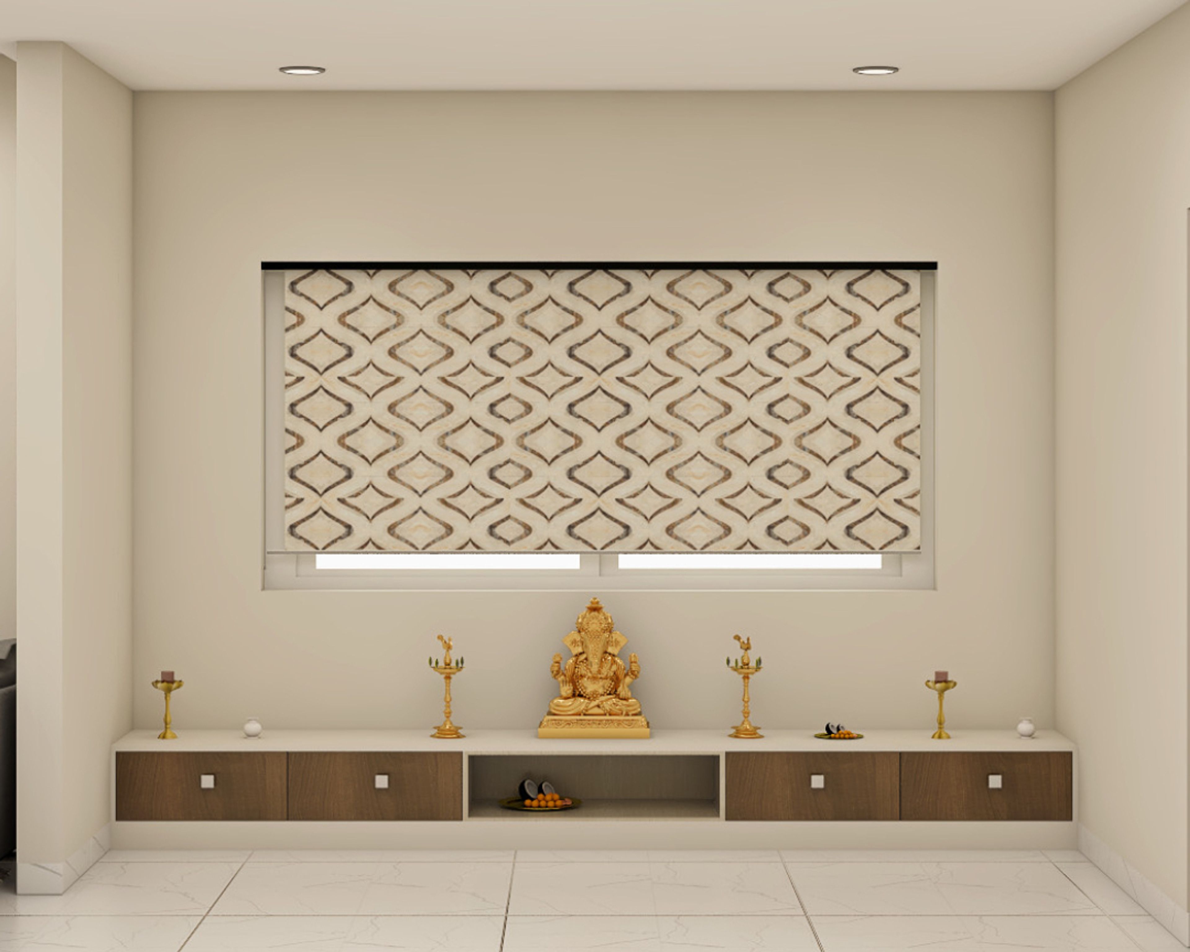 Modern Pooja Room With Open Storage - Livspace