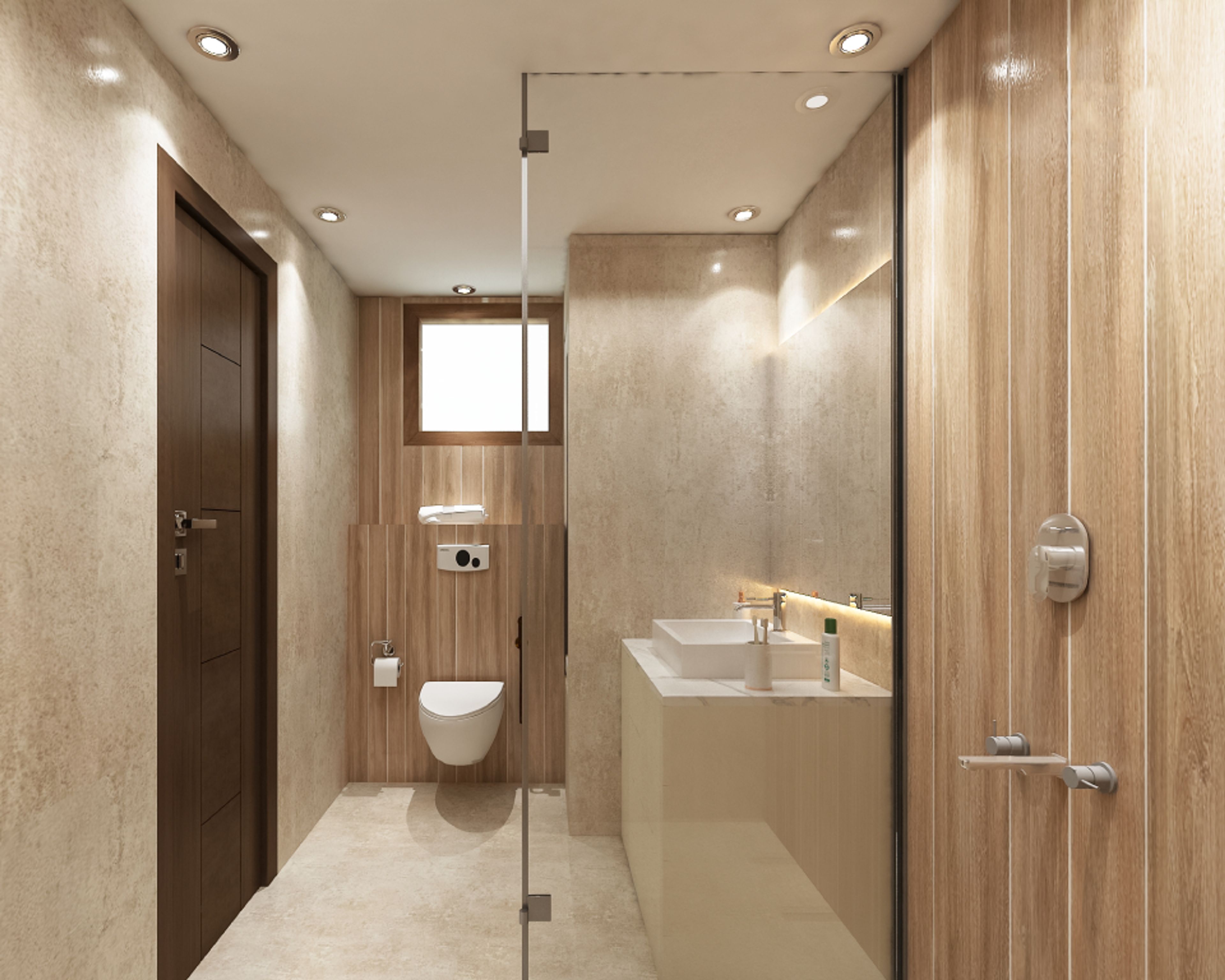 Brown And Beige Bathroom Tiles Design